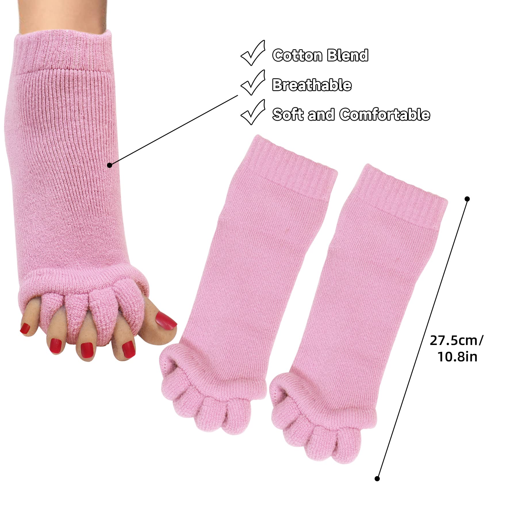 Klmnop Women's Toe Separator Socks for Yoga, Sports & Gym - Foot Alignment & Pain Relief Massage Toeless Socks (1 Pair) - Perfect for Post-Workout Recovery & Relaxation