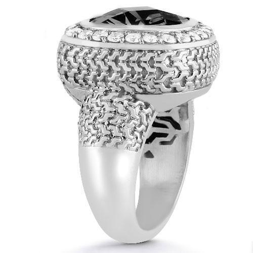 14K White Solid Gold Men's Black Onyx Diamond Ring - 4.7 Carat Total Weight - Perfect for Weddings, Anniversaries & Luxury Gifts