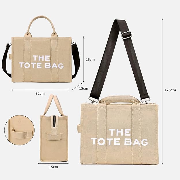 Stylish Women's Tote Bags with Zipper - Canvas, PU Leather & Denim Crossbody Shoulder Bags for Office Work, Travel & Everyday Use | Durable & Fashionable Handbag Purse
