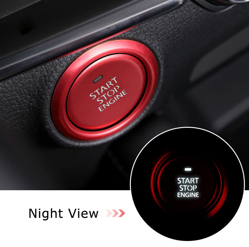 2PCS Red Keyless Engine Push Start Button & Surrounding Ring Compatible with 2019-2024 Mazda 3 - Easy Installation & Premium Upgrade for Interior Styling