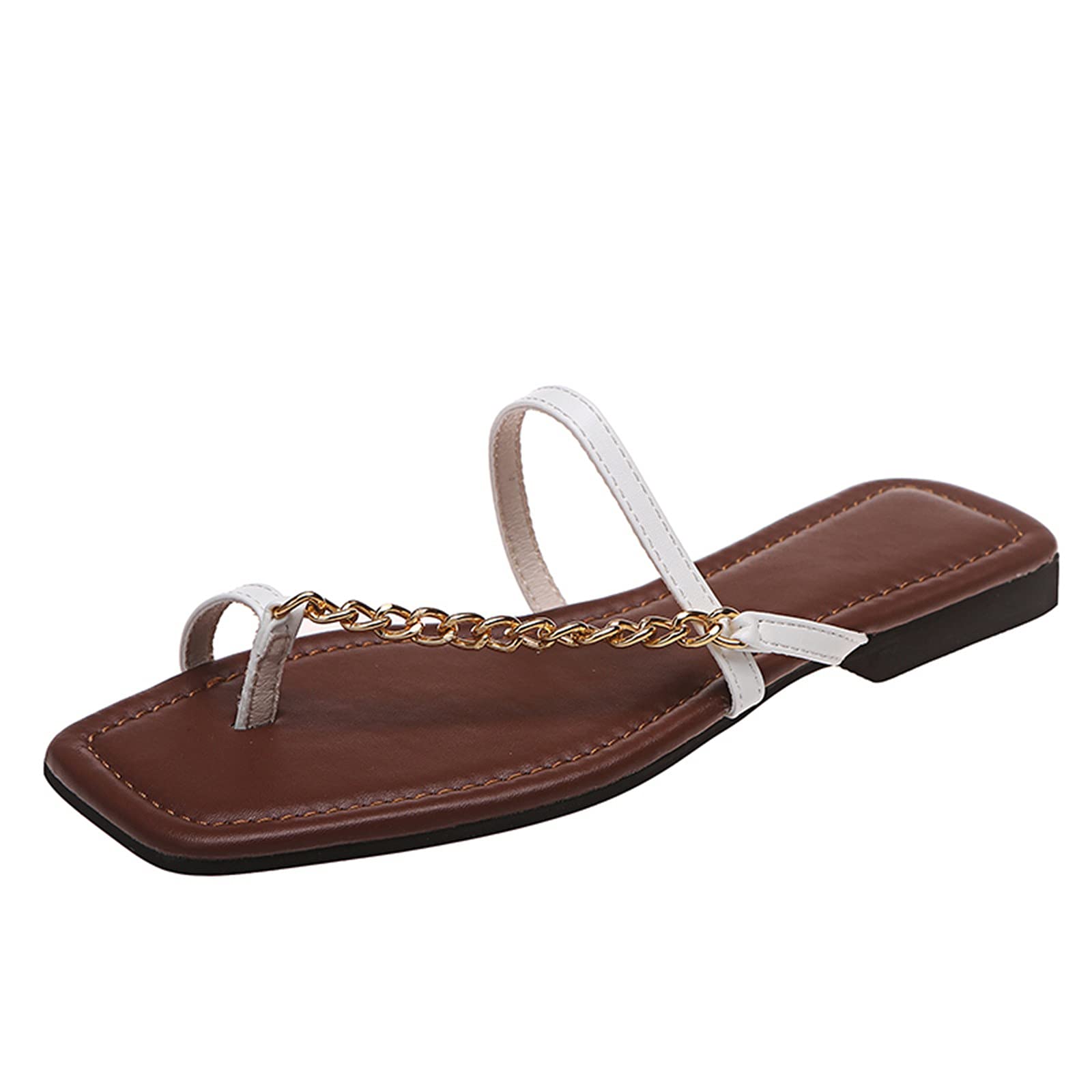 ZiSUGP Women's Slide Sandals - Comfortable Walking Sandals for Women, Navy Blue Slip-On Sandals - Under $10 (White, Size 8.5) | Perfect for Beach, Pool, Casual Wear & Summer Outfits