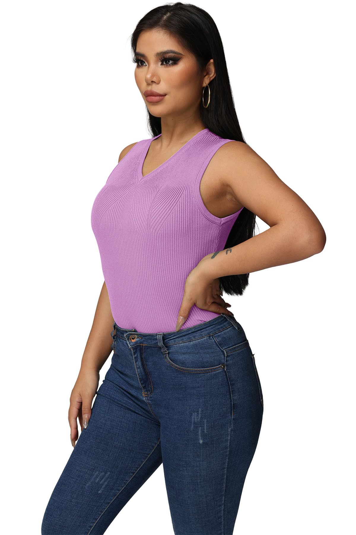 AGSEEM Women's Ribbed Tank Tops - Summer V-Neck Sleeveless Shirts | Casual Wear, Layering, Beach Outfits & Gym Essentials