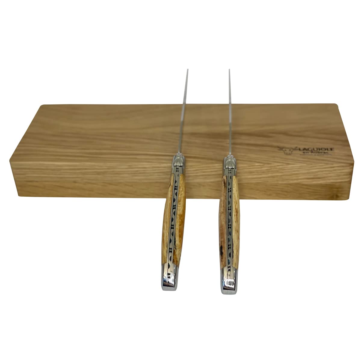 Premium Laguiole en Aubrac Forged Stainless Steel Steak Knives Set - 2-Piece Full Tang Design with Elegant Aubrac Wood Handle & Shiny Bolsters - Perfect for Fine Dining, Steakhouse Experience & Gourmet Gift Giving