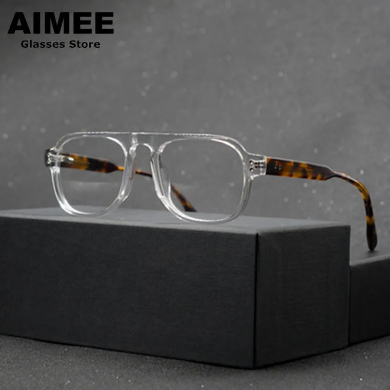 Aimee Unisex Full Rim Square Acetate Eyeglasses 14245 - Stylish & Durable Eyewear for Men & Women - Perfect for Work, Reading & Fashion Accessories