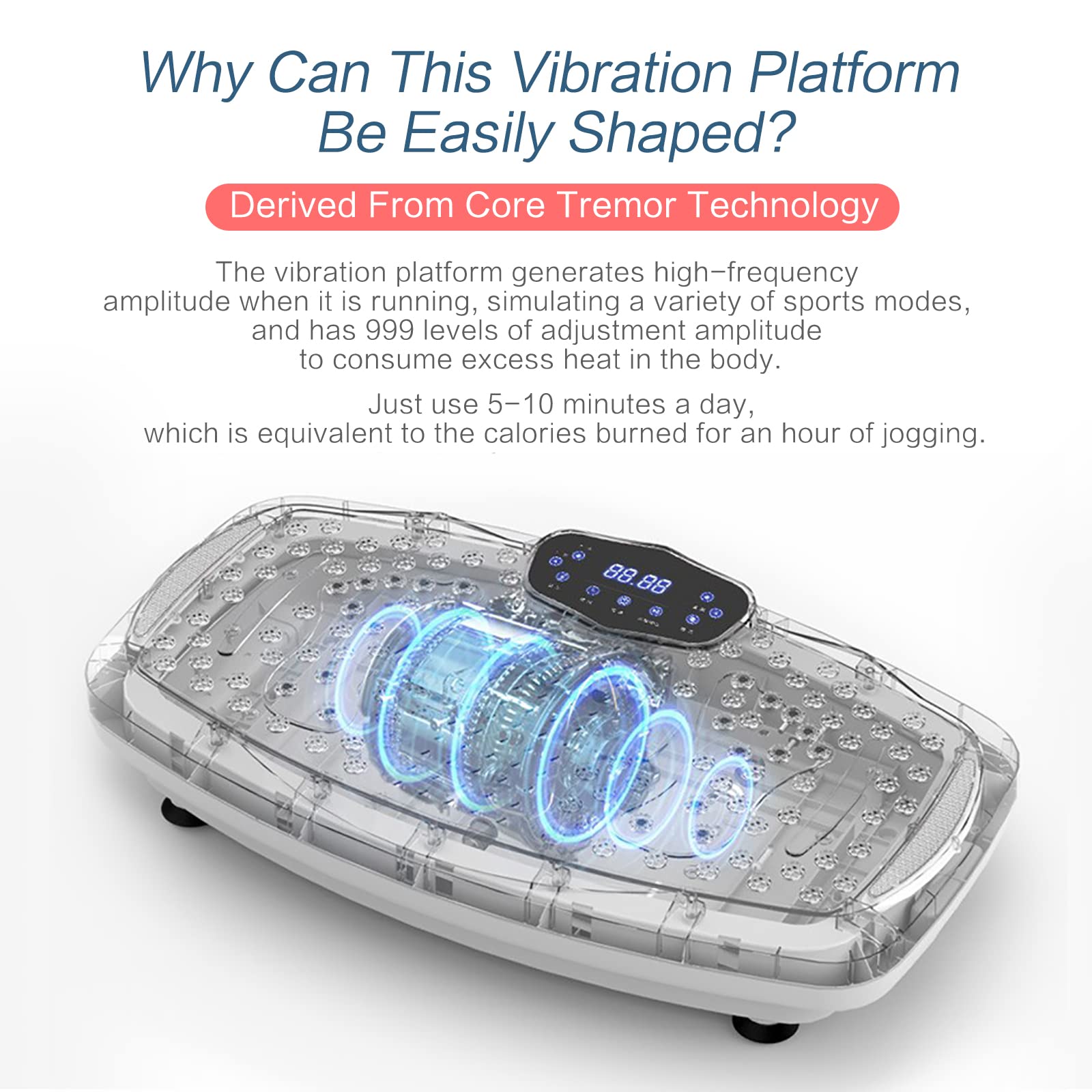 **Whole Body Vibration Plate Exercise Machine - 999 Speed Levels with Remote & Resistance Bands for Home Fitness, Weight Loss & Muscle Toning | Ideal for Home Gym, Physical Therapy & Recovery**