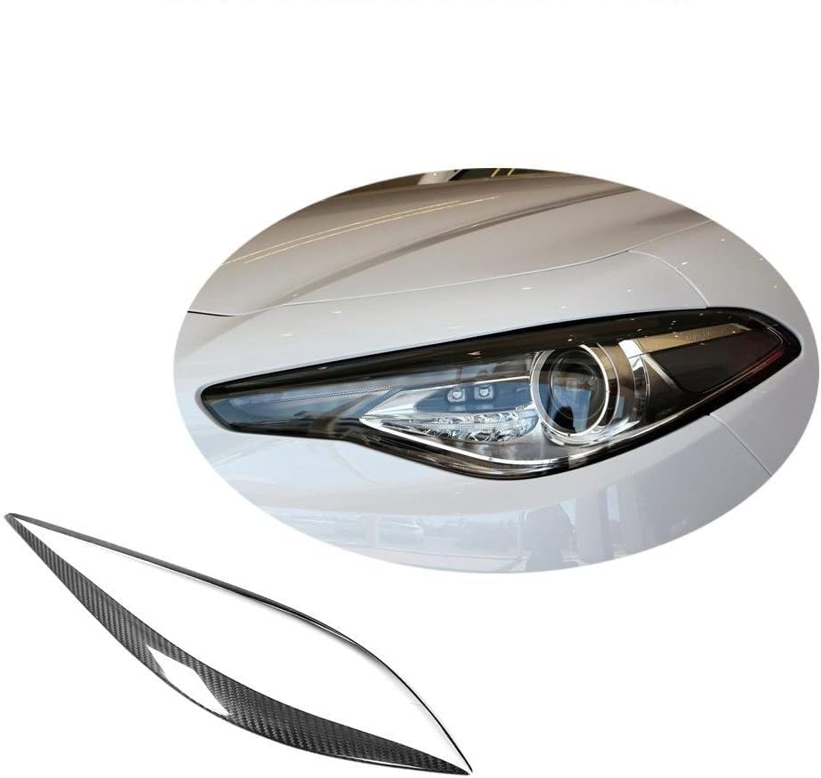 Carbon Fiber Headlight Cover for Alfa Romeo Giulia 2015-2018 | Matte Black Eyelid Protector | Easy Install Headlamp Decoration Sticker | Perfect for Car Shows & Daily Protection
