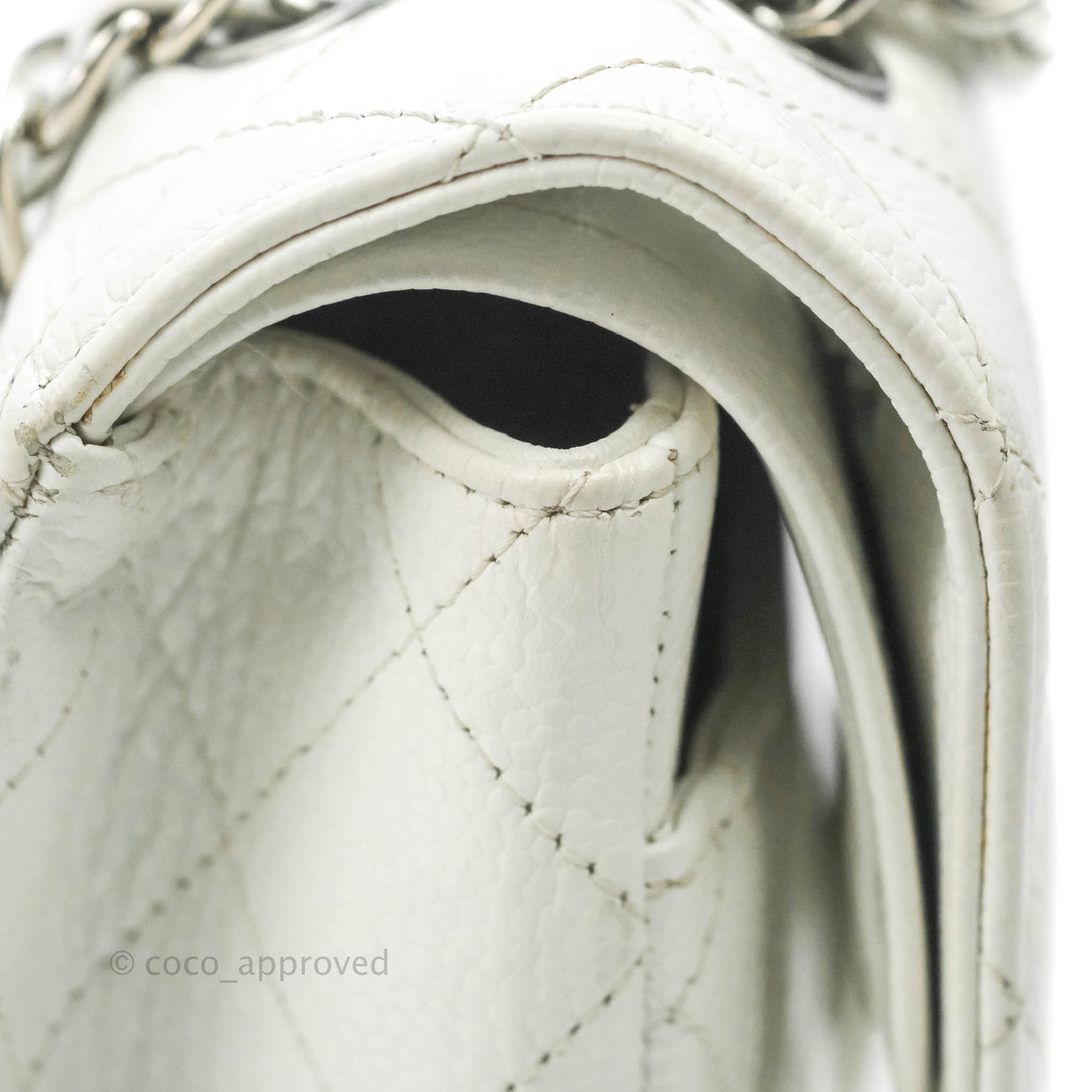 Chanel Classic M/L Medium Double Flap Bag in White Caviar Leather with Silver Hardware - Perfect for Luxury Fashion, Evening Events & Designer Handbag Collection