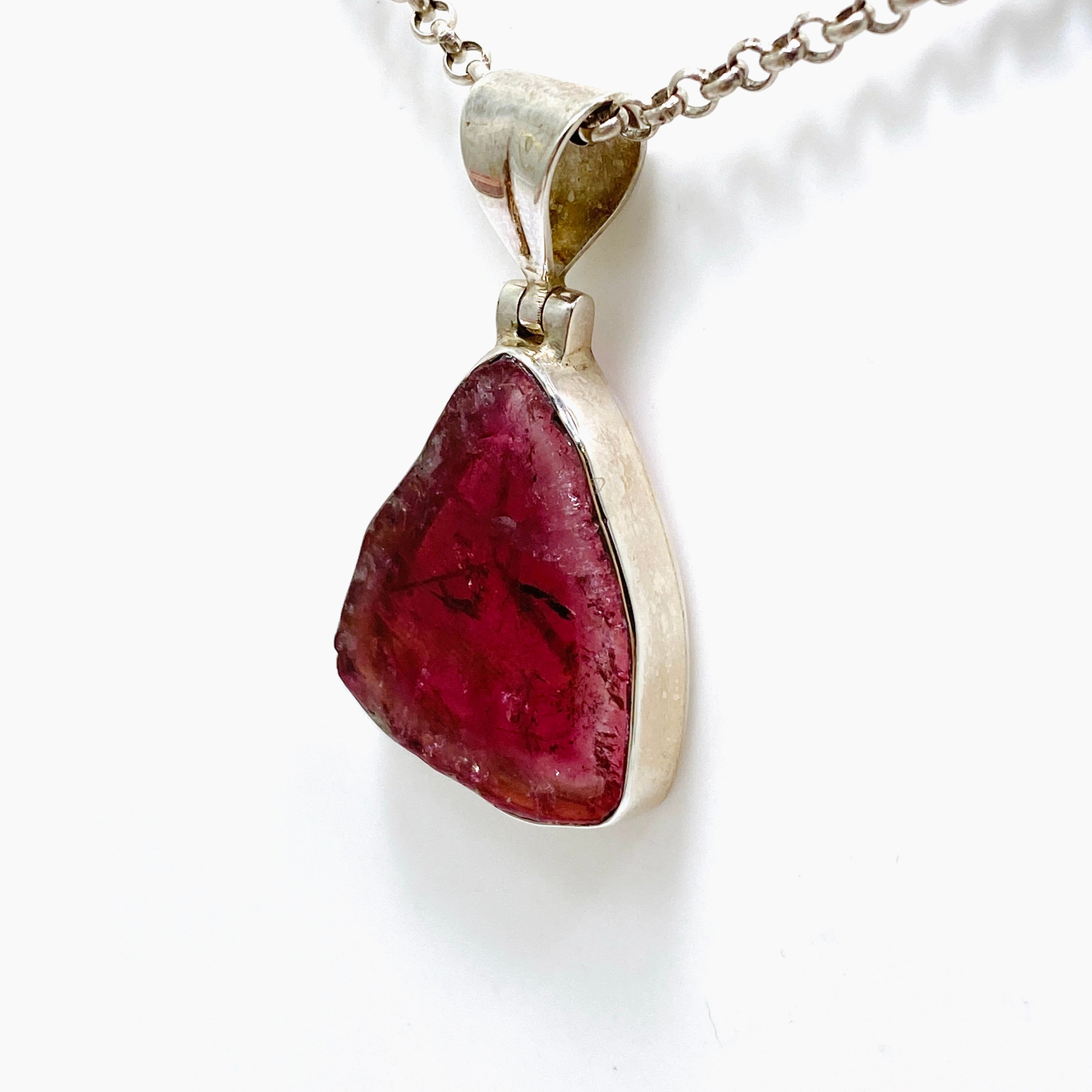 Natural Pink Tourmaline Gemstone Pendant - Large Slice Jewelry for Women (GPJ01) | Elegant Necklace for Everyday Wear, Gift Giving & Special Occasions