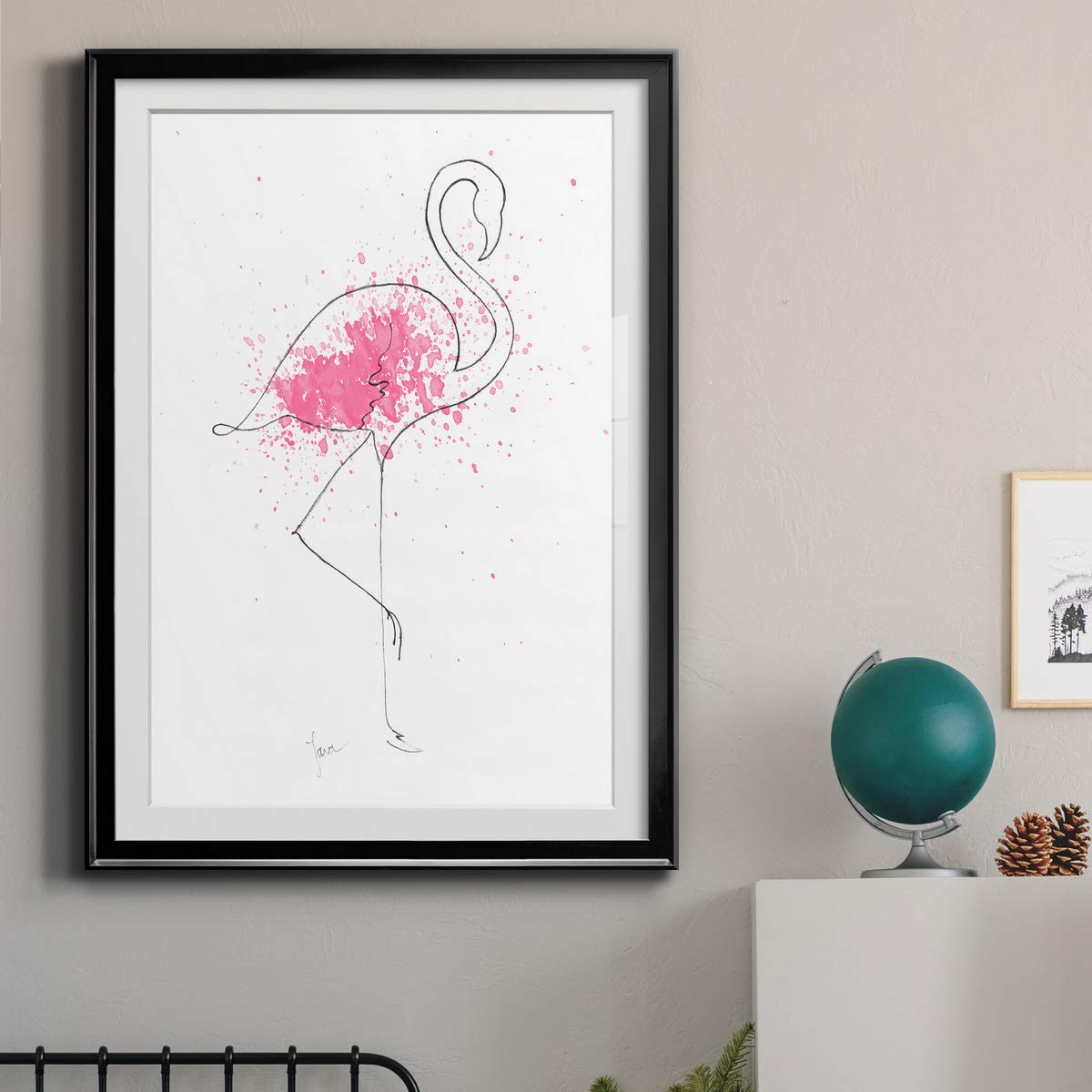 Premium Black Framed Flamingo Splash Print 42x30 Inches - Ready to Hang Wall Art - Made in USA - Perfect for Living Room, Bedroom & Office Decor