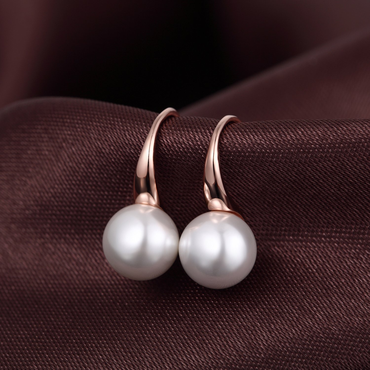 925 Sterling Silver Pearl Dangle Earrings for Women | 8MM-10MM White Pearl Drop Earrings with Diamond Accents | Elegant Jewelry Gift for Wedding, Party & Date Night