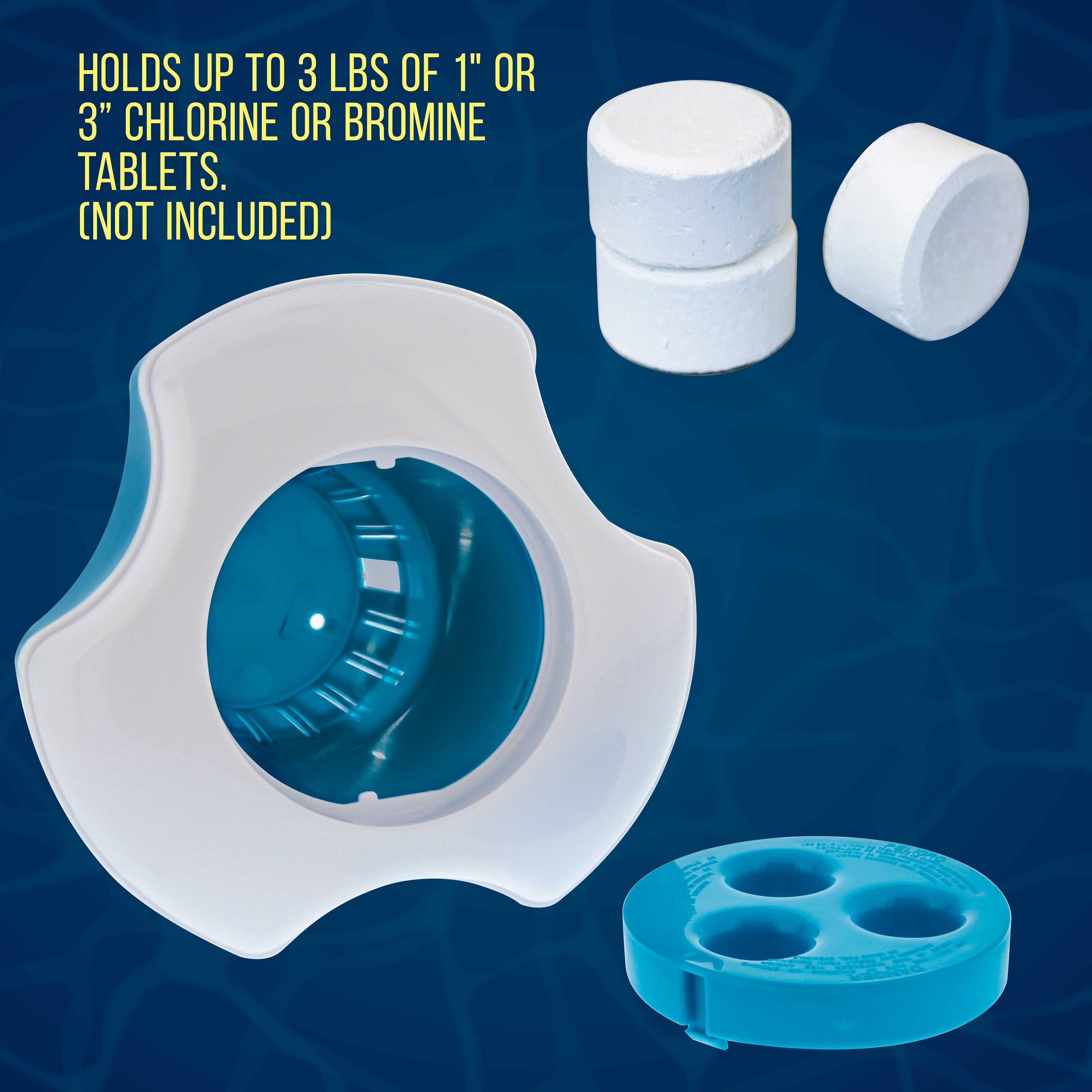 U.S. Pool Supply® Large Floating Chlorine Dispenser with 120°F Thermometer - 7-Inch Diameter, Holds 3 Chlorine Tablets, Adjustable Chemical Release for Swimming Pools | Perfect for Inground & Above Ground Pool Maintenance