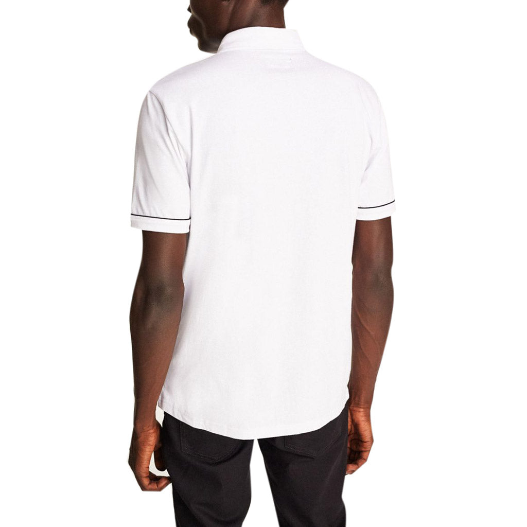 Brixton Carlos Short Sleeve Polo Shirt for Men - White & Black Stripe - Casual Summer Knit Top for Golf, Office, and Outdoor Activities