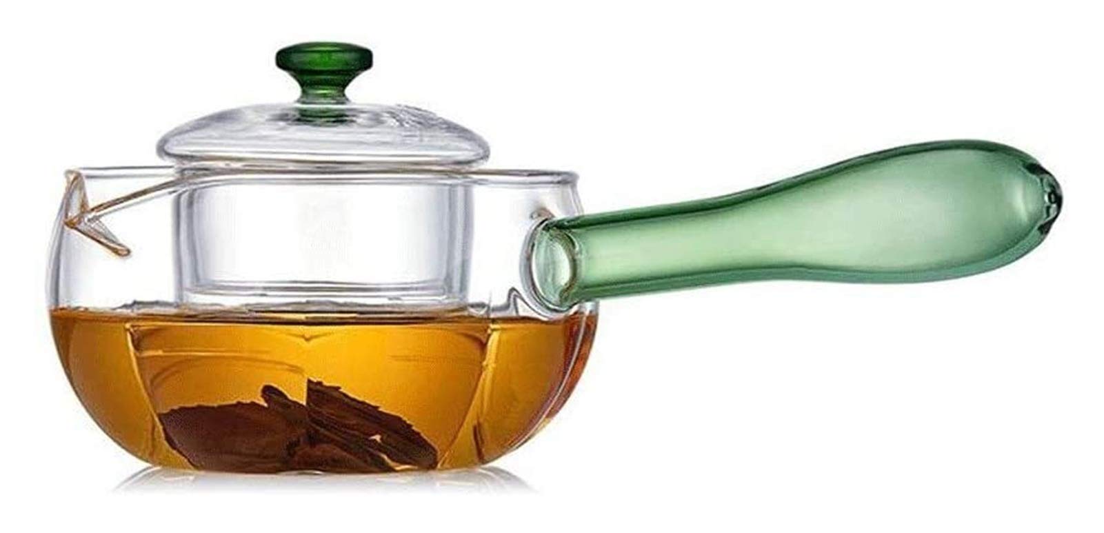 Premium Glass Teapot - Thickened Lead-Free Heat-Resistant Transparent Kettle for Flower/Herbal Tea (Green) - Perfect for Home, Office & Tea Ceremonies