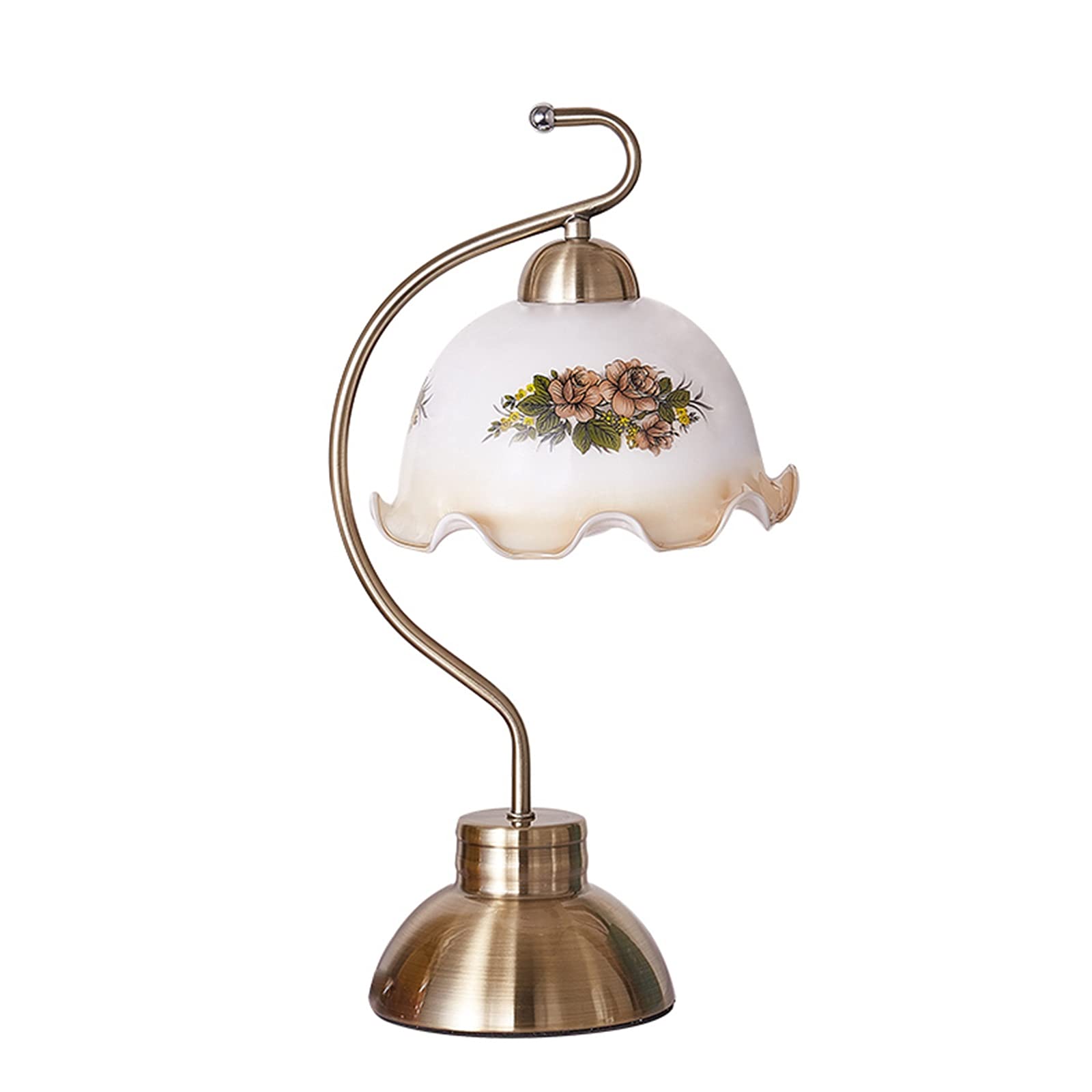 Modern Minimalist Table Lamp - Stylish Bedside Lamp with Push Button Switch & Glass Shade for Bedroom Decor | Retro Pastoral Design | Home Office Nightstand Lighting (Color: A)