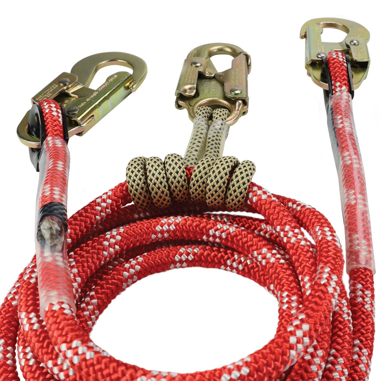 Red-3 2-in-1 Prusik Positioning Lanyard - 10FT Static Kernmantle Rope (1/2