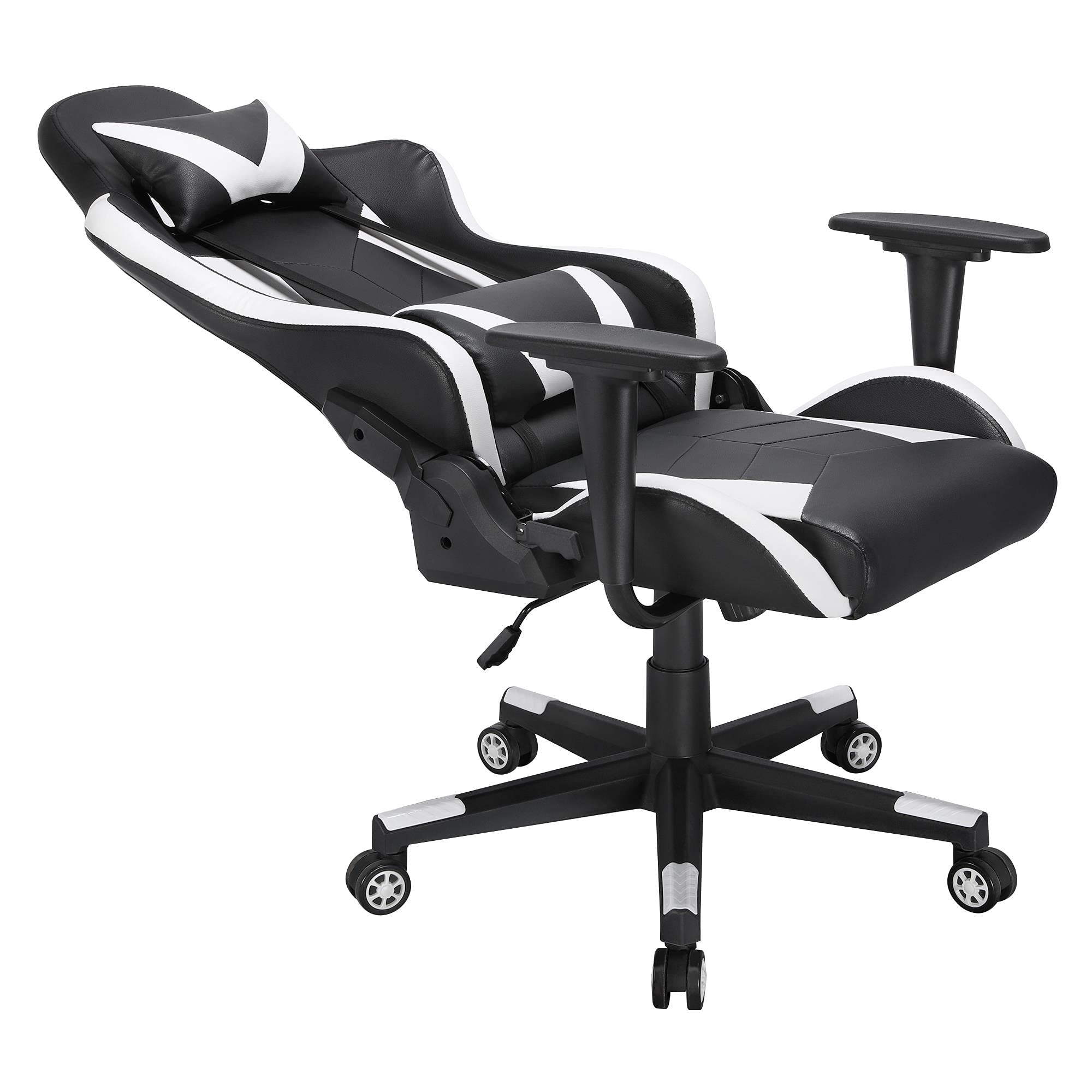 Premium Ergonomic Office Chair - High Back Executive Desk Chair with Adjustable Lumbar Support, Swivel & Reclining Function - Black/White Gaming Chair for Home Office, Computer Work & Long Hours Sitting