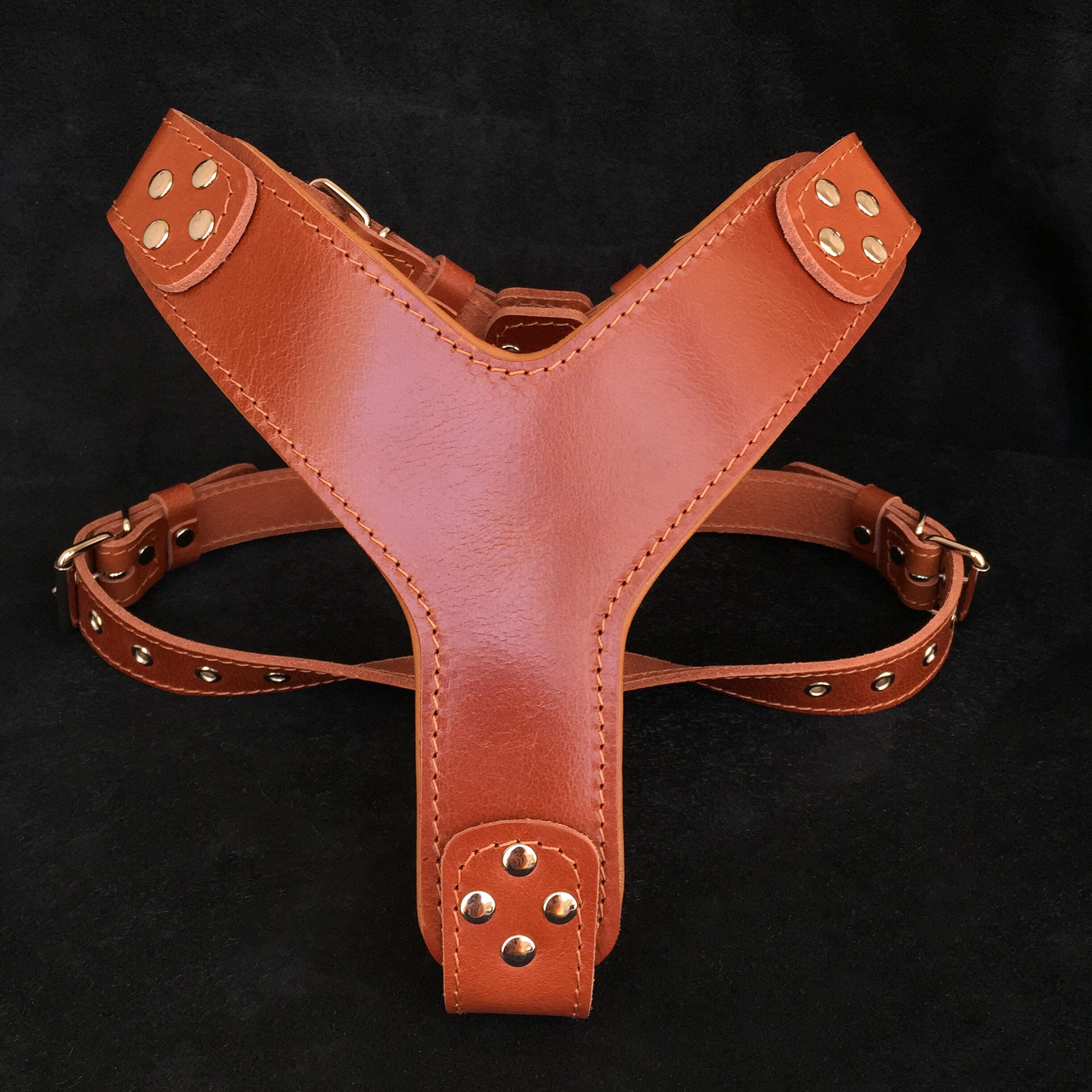 Bestia Style Leather Dog Harness for Small Medium Large Dogs - 100% Genuine Handmade Leather, Adjustable & Comfortable - Perfect for Walking, Training & Outdoor Adventures (Black)