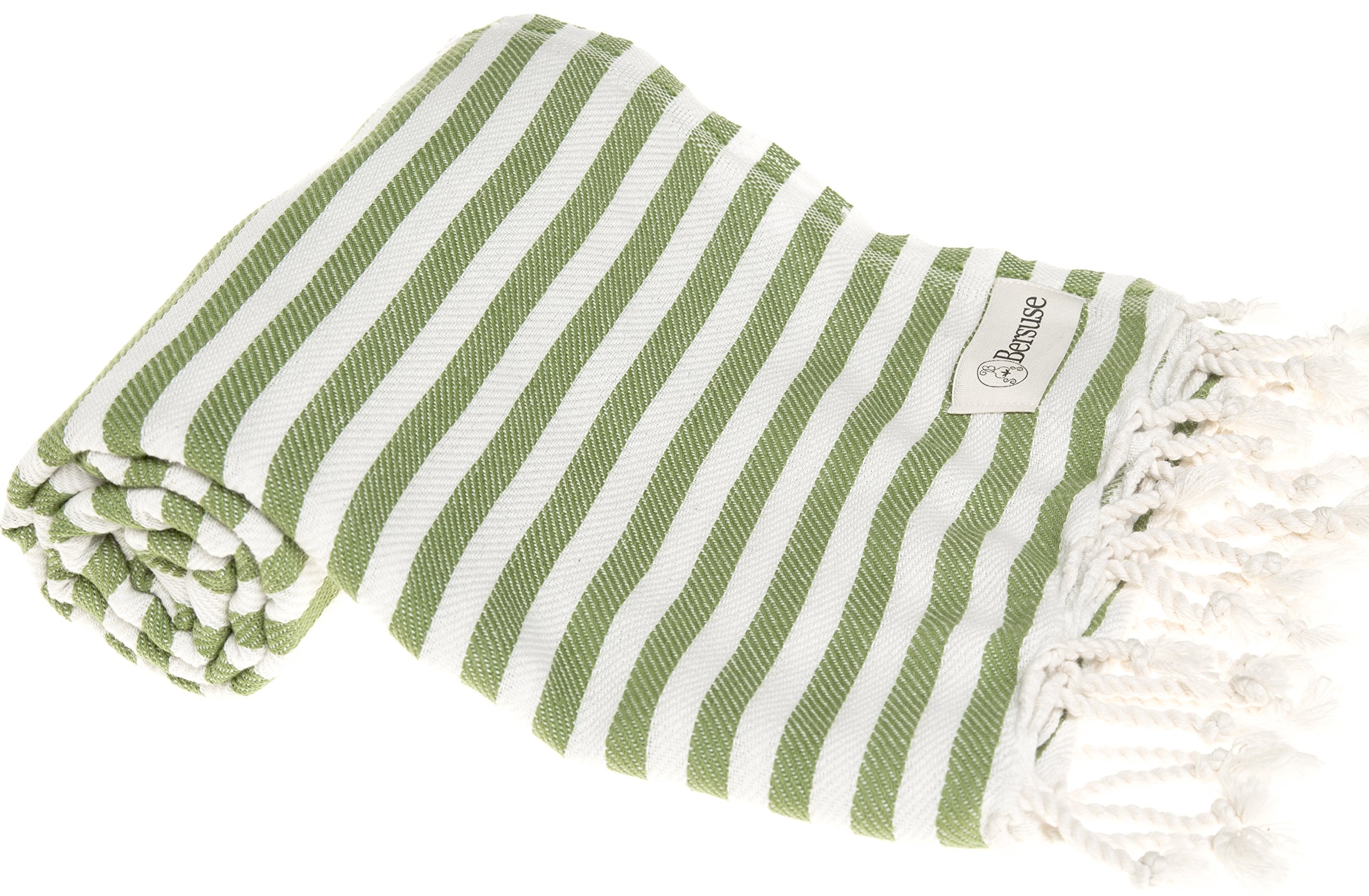 Premium 100% Cotton Turkish Peshtemal Beach Towel - Quick-Dry, Sand-Free, Lightweight & OEKO-TEX Certified - 37x70 Inches (Set of 6, Olive Green) - Perfect for Beach, Pool, Yoga, Travel & Picnic