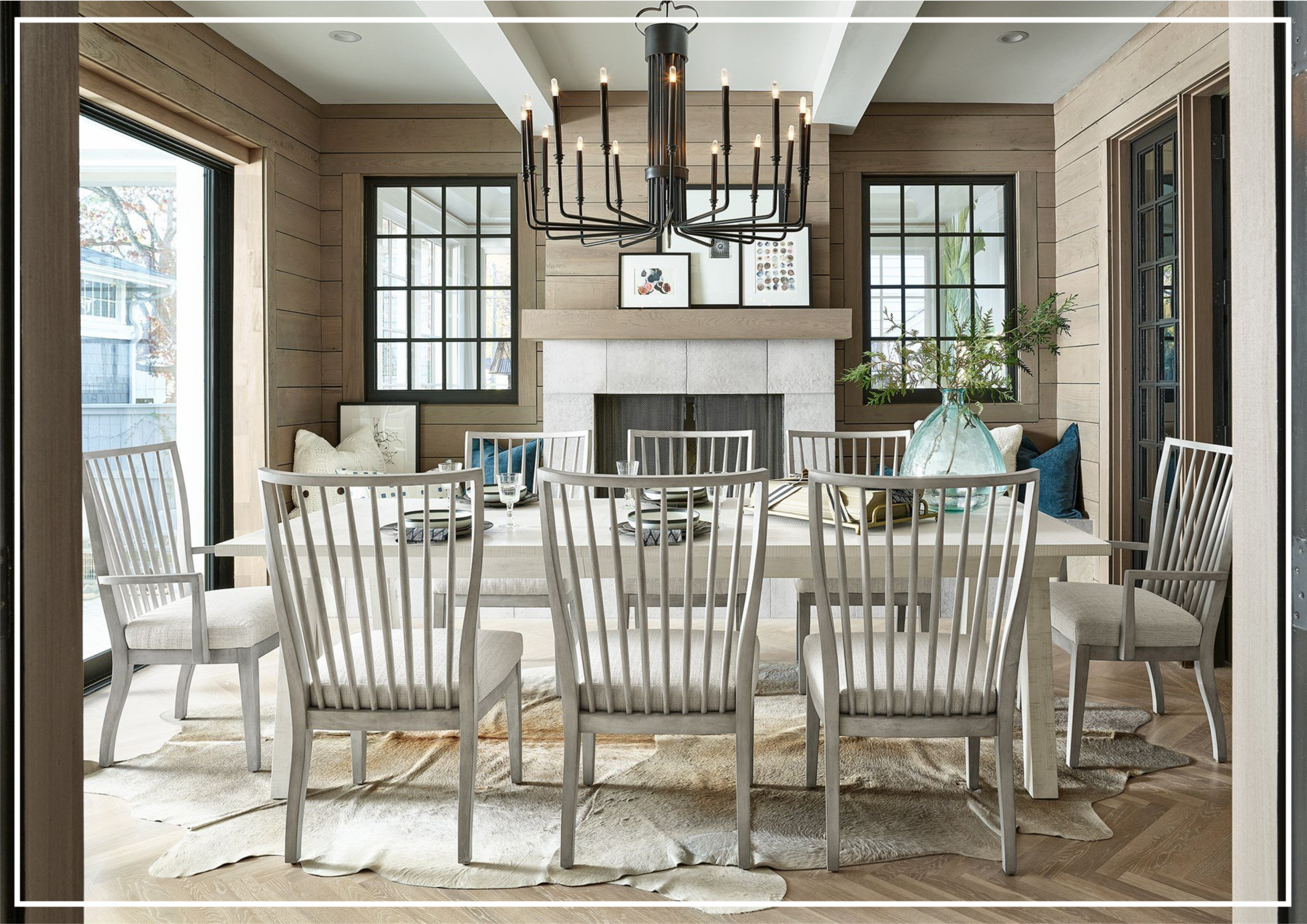 Modern Farmhouse Wooden Arm Chair - White Universal Furniture for Dining Room, Kitchen, or Living Room - Bowen Style Comfortable Seating