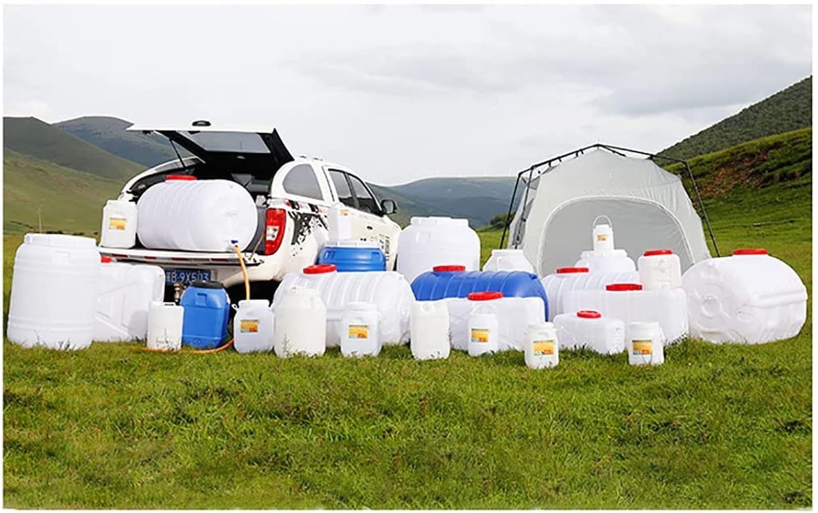 200L Large Capacity Water Storage Container with Tap - Portable Plastic Drinking Water Tank for Camping, Emergency, and Outdoor Use