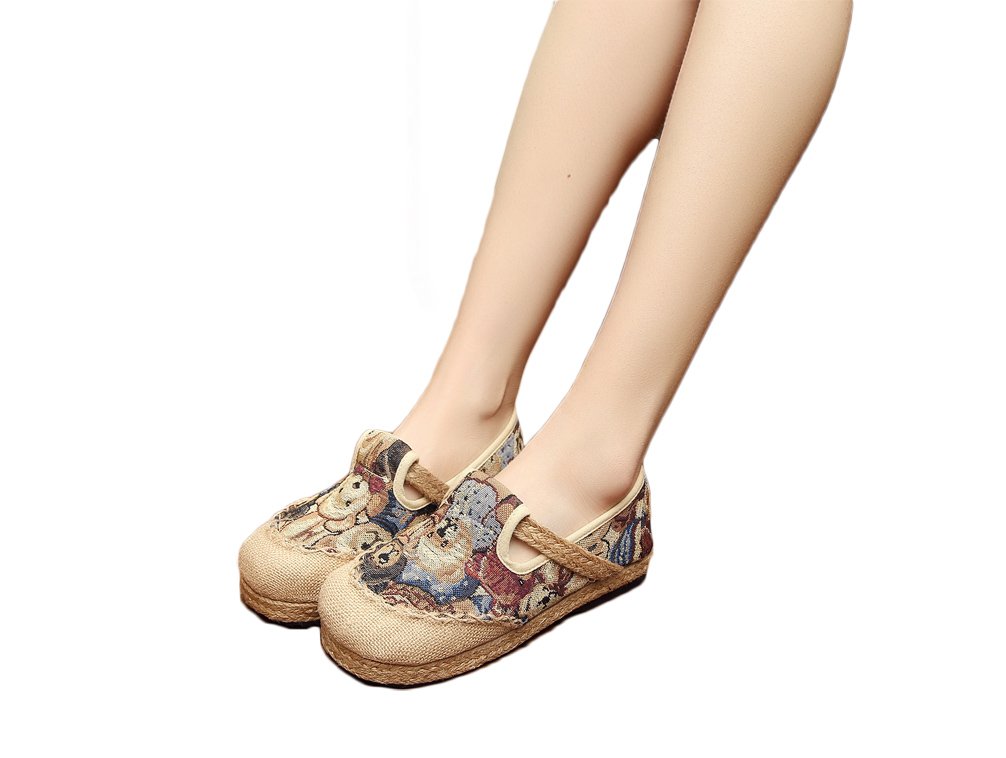 Comfortable Women's Loafers - Anti-Slip Bear Pattern Canvas Slip-On Flats | Casual Walking Shoes for Work, Travel & Everyday Wear