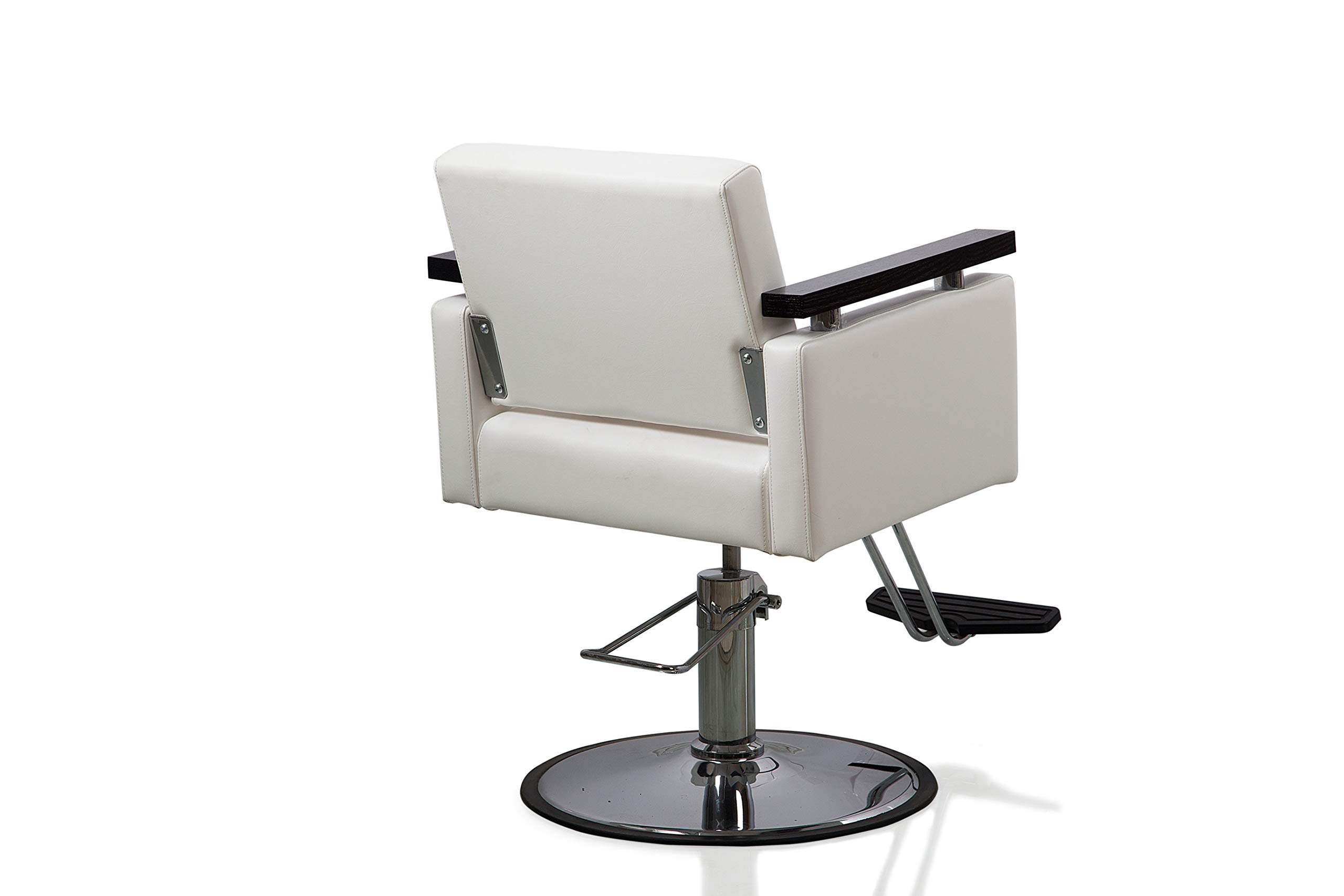 Professional Hydraulic Barber Chair for Salon & Hair Stylists - White Round Base Beauty Styling Chair for Haircuts, Shaves & Spa Treatments