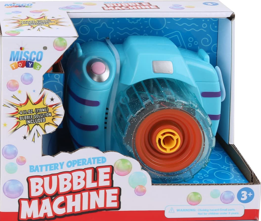 Automatic Bubble Blower Machine for Kids - Toddler Bubble Maker Toy with Fun Camera Style, Indoor & Outdoor Use - Perfect for Birthday Parties, Playtime & Backyard Fun (Blue)