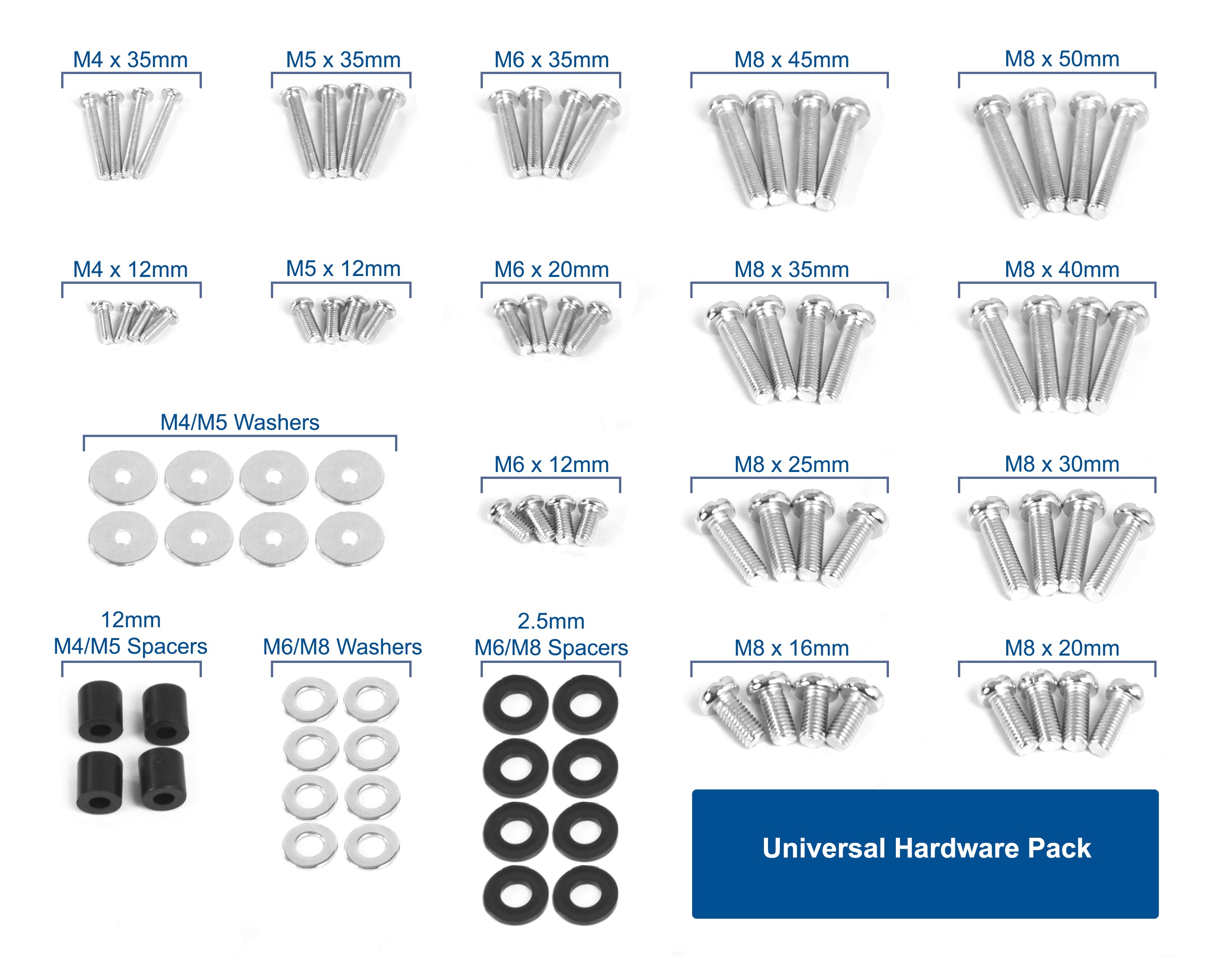 Universal TV Mounting VESA Hardware Kit - Compatible with Most TVs 100x100 to 600x400mm - Includes All Necessary Screws & Spacers - Perfect for Living Room, Bedroom & Office TV Installation