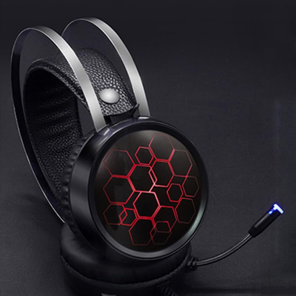 OSALADI USB Wired Gaming Headset with Noise-Cancelling Microphone, RGB Lights for PC Laptop Computer - Perfect for Gaming, Online Classes & Remote Work (Black)