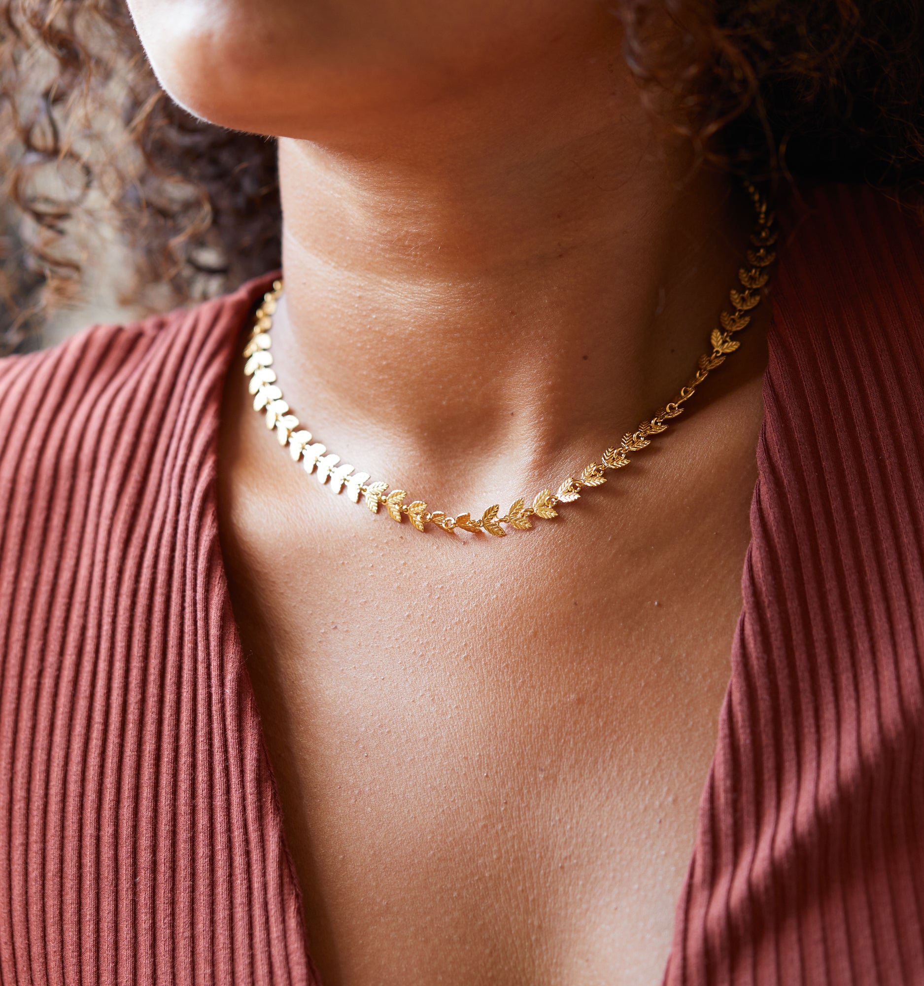 Laurel Chain Necklace - Elegant Gold Plated Leaf Pendant Necklace for Women | Perfect for Weddings, Parties & Everyday Wear