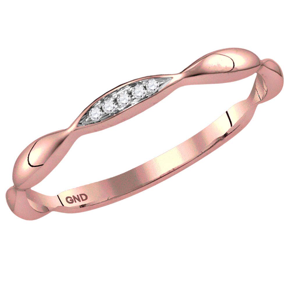 10K Rose Gold Women's Round Diamond Contour Stackable Band Ring - 0.02 CTW Dazzlingrock Collection | Perfect for Stacking, Anniversary Gifts & Everyday Elegance