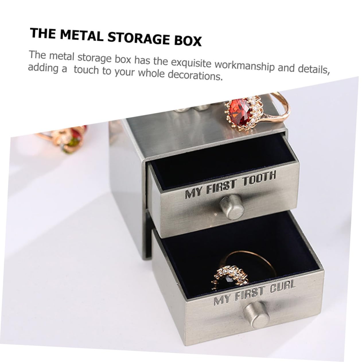 Baby Tooth Keepsake Box - Metal Jewelry Storage for Newborn Teeth & Small Trinkets | Perfect First Tooth Memory Gift