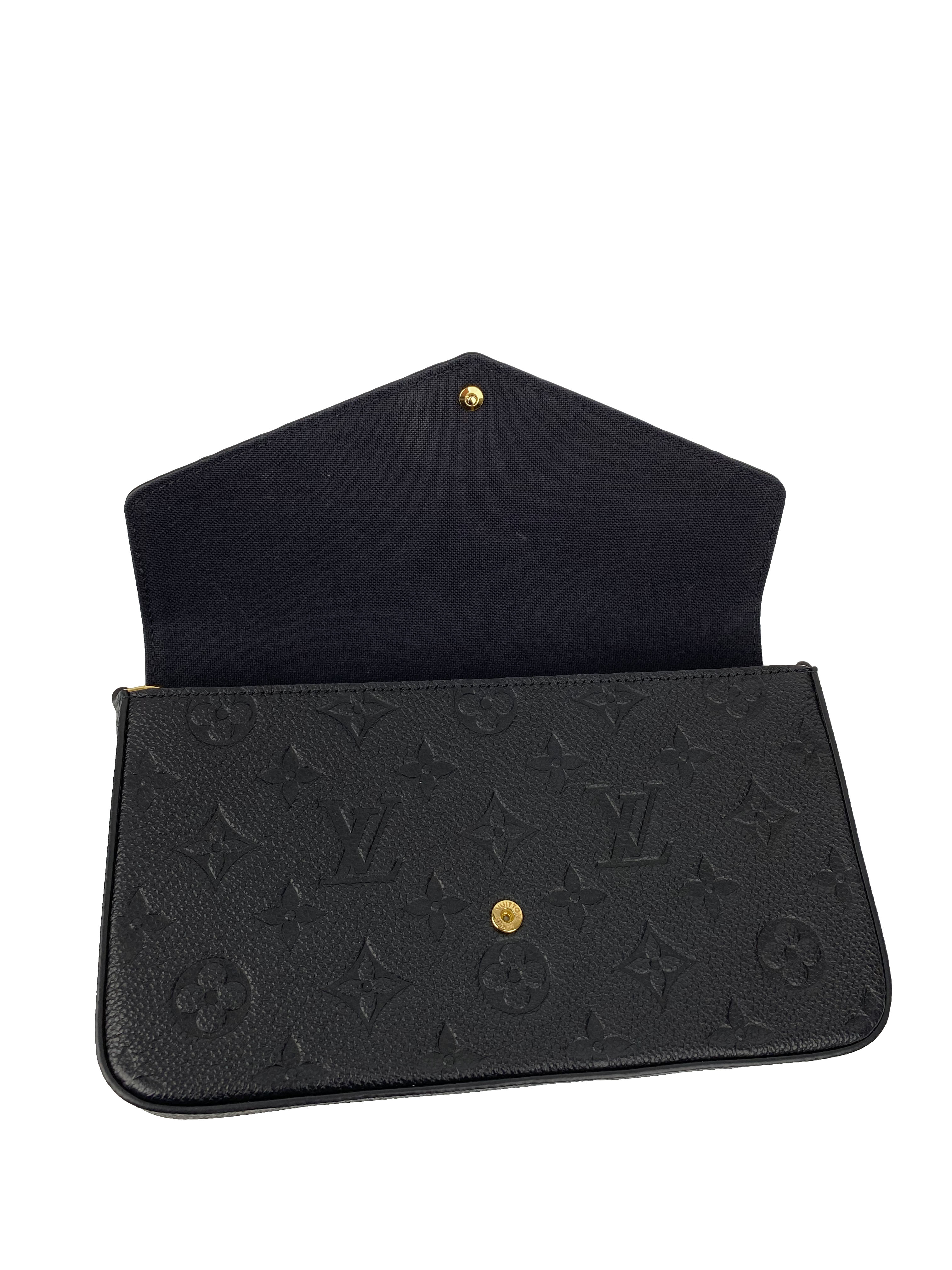 Authentic Louis Vuitton Black Felicie Pochette Crossbody Bag - Luxury Leather Wallet on Chain for Women, Perfect for Evening Events & Daily Use