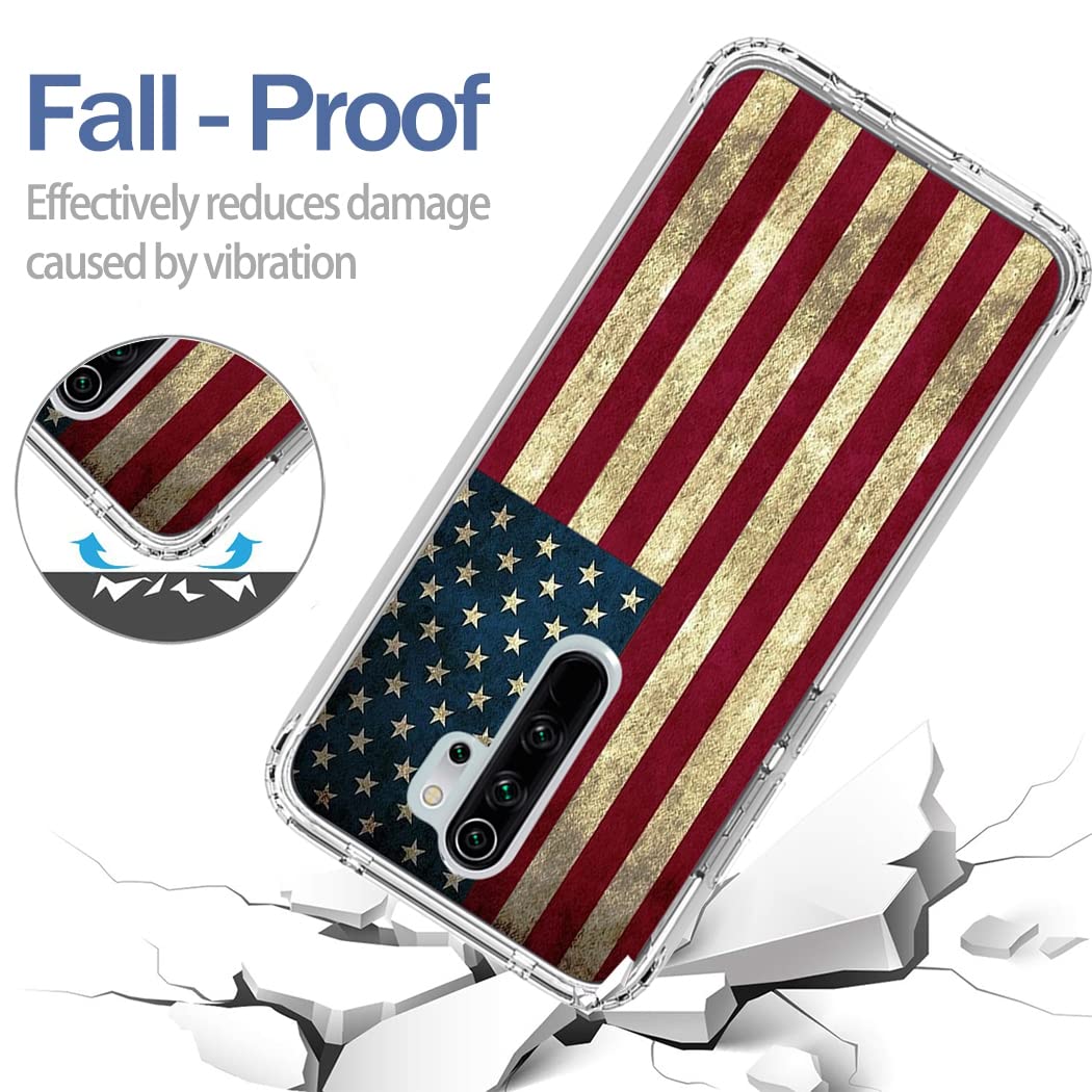 **Redmi Note 8 Pro Phone Case with Tempered Glass Screen Protector - Clear USA Flag Design, Full Body Protective Cover for Xiaomi Redmi Note 8 Pro | Perfect for Daily Use, Travel & Outdoor Activities**