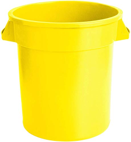 5 Pack 41 Qt / 10 Gallon / 38L Yellow Round Commercial Trash Cans with Liners - Heavy Duty Waste Bins for Kitchen, Restaurant, Office, Indoor & Outdoor Use - Durable Garbage Cans for Commercial & Home Use