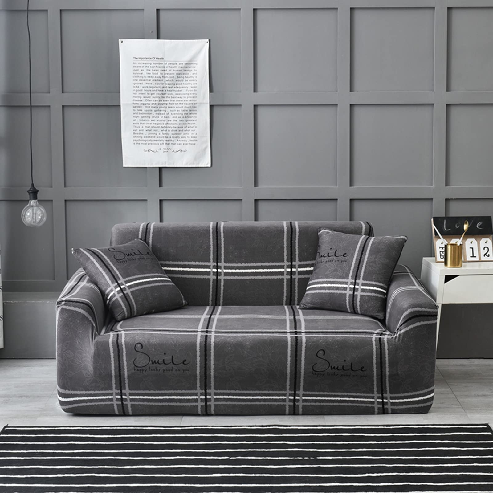 Stretch Sofa Cover Printed Couch Slipcover - Furniture Protector for Living Room with Free Pillowcase (Fits 1/2/3/4 Seater Couches) - Perfect for Home Decor, Pet Protection & Sofa Renewal