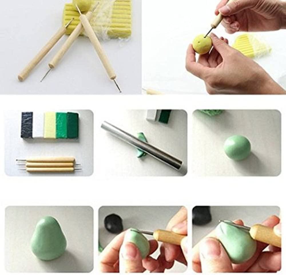 5Pcs Wooden Ball Styluses Tool Set for Embossing, Clay Sculpting & Nail Art - Perfect for DIY Crafts, Polymer Clay Modeling & Professional Nail Design
