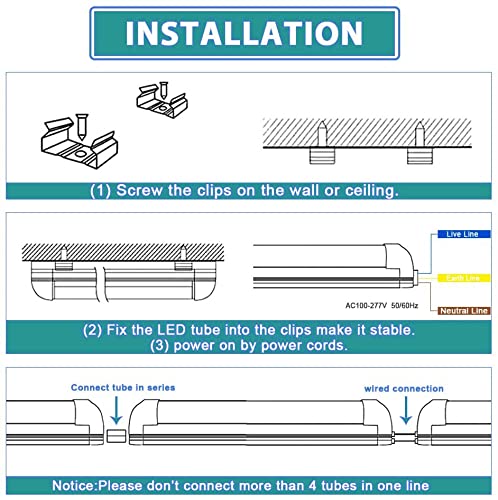 12 Pack 4FT 40W LED Shop Light - V Shape Integrated T8 LED Tube Light, 4400LM 6000K Daylight White, High Output Linkable Utility Lighting with Plug - Perfect for Garage, Workshop, Basement, Warehouse, Retail Stores & Commercial Spaces