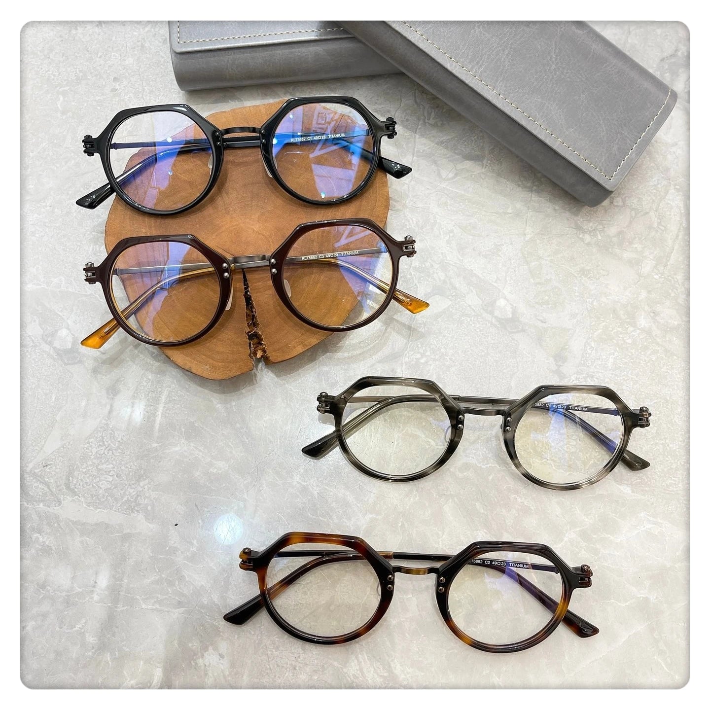 Unisex Full Rim Flat Top Round Titanium Acetate Eyeglasses 5882 - Lightweight Durable Frame for Work, Reading & Fashion | Aimee Eyewear