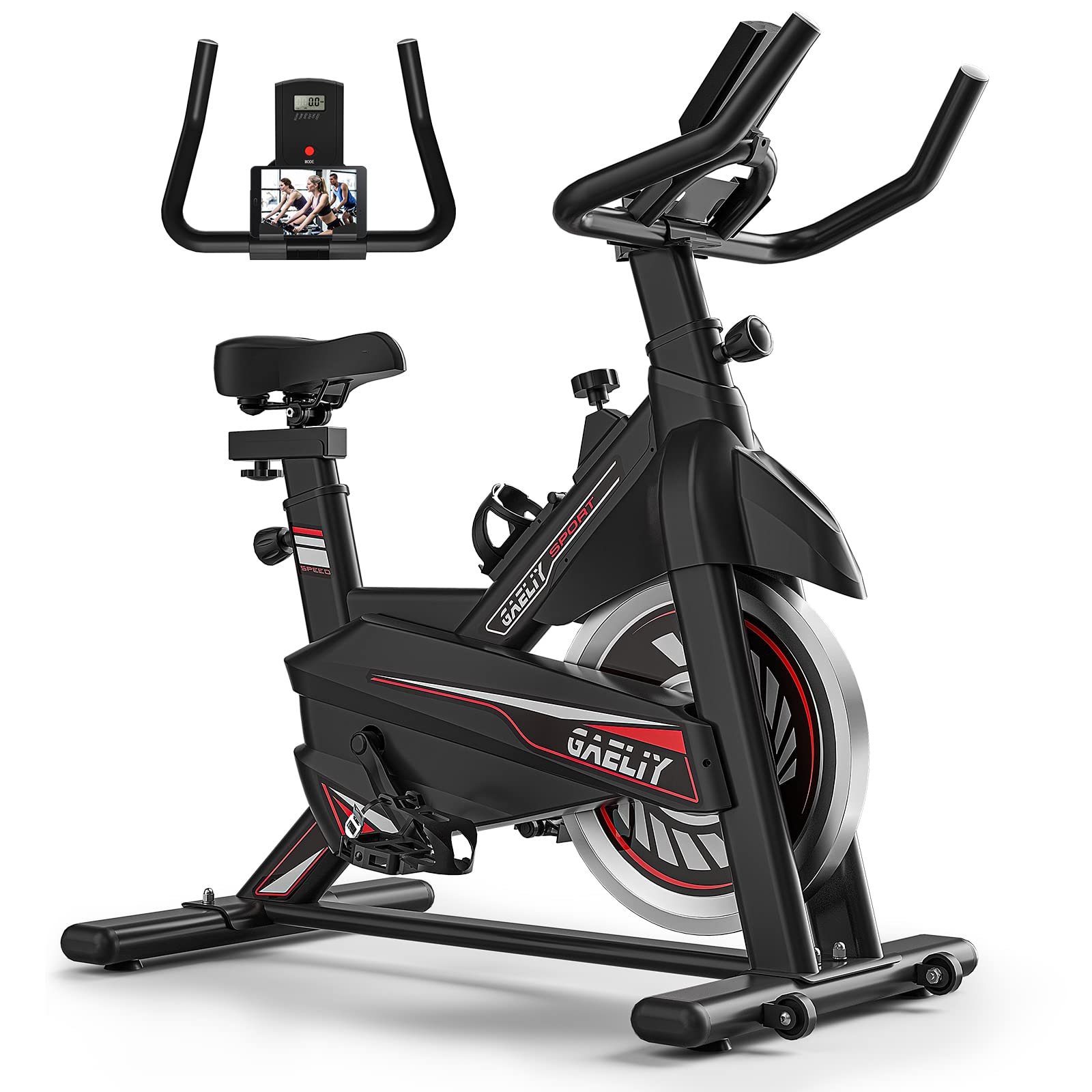 Premium Indoor Cycling Bike - Belt Drive Stationary Exercise Bike with LCD Monitor & Comfortable Seat Cushion - Perfect for Home Gym, Cardio Workouts & Spin Training