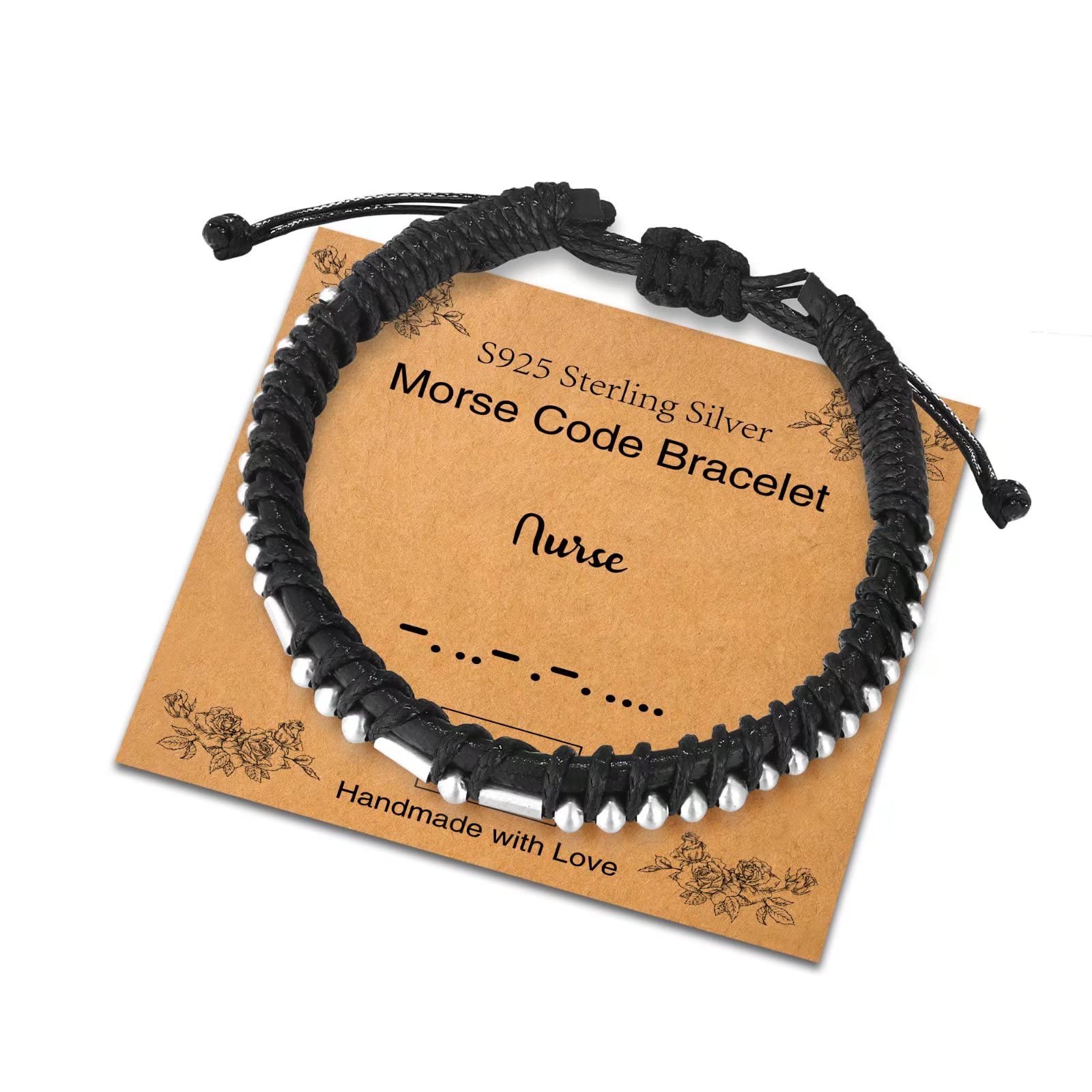 Sterling Silver Morse Code Bracelet for Women & Men - Adjustable Leather Friendship Jewelry with Inspirational Message - Perfect Birthday Gift for Her, Him, Couples (I Love You, Hope, Strength) - Wear Daily, Office, Date Night, Special Occasions