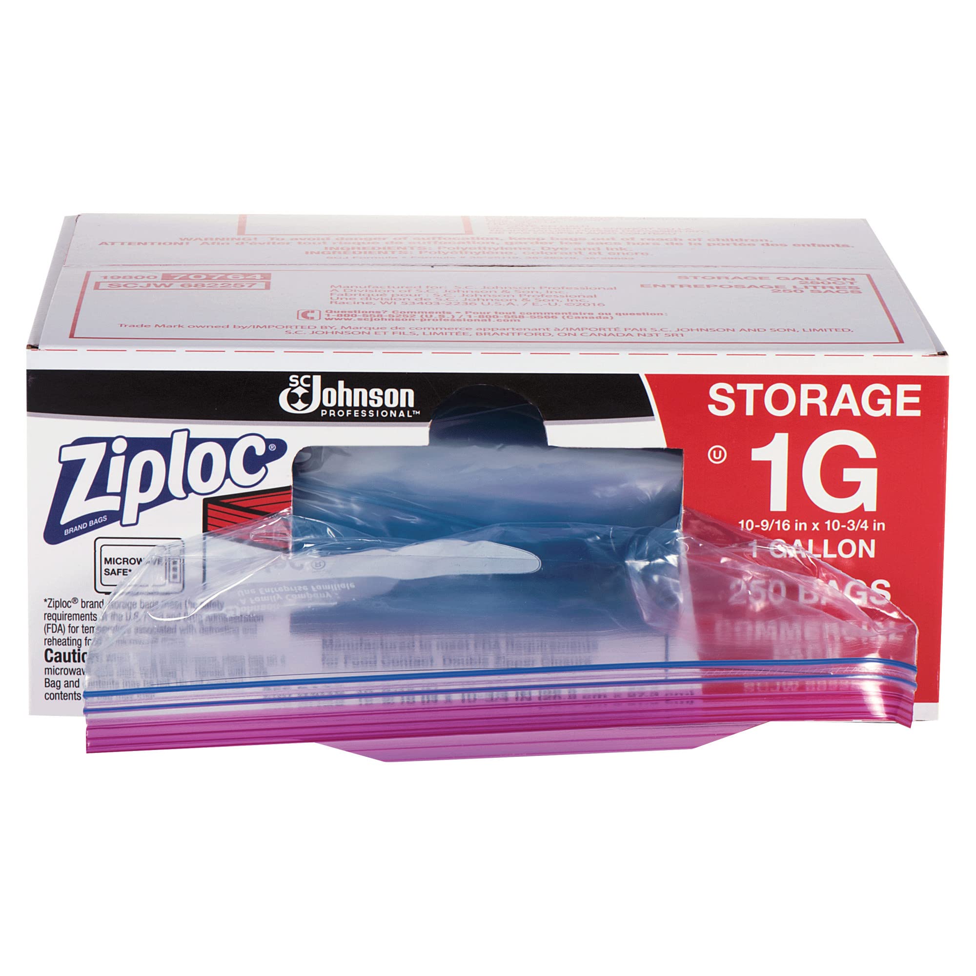 Ziploc® 1 Gallon Storage Bags - 250 Count Box | Heavy Duty Freezer Bags for Food Storage, Meal Prep & Organization | Perfect for Freezing, Sous Vide & Bulk Food Storage