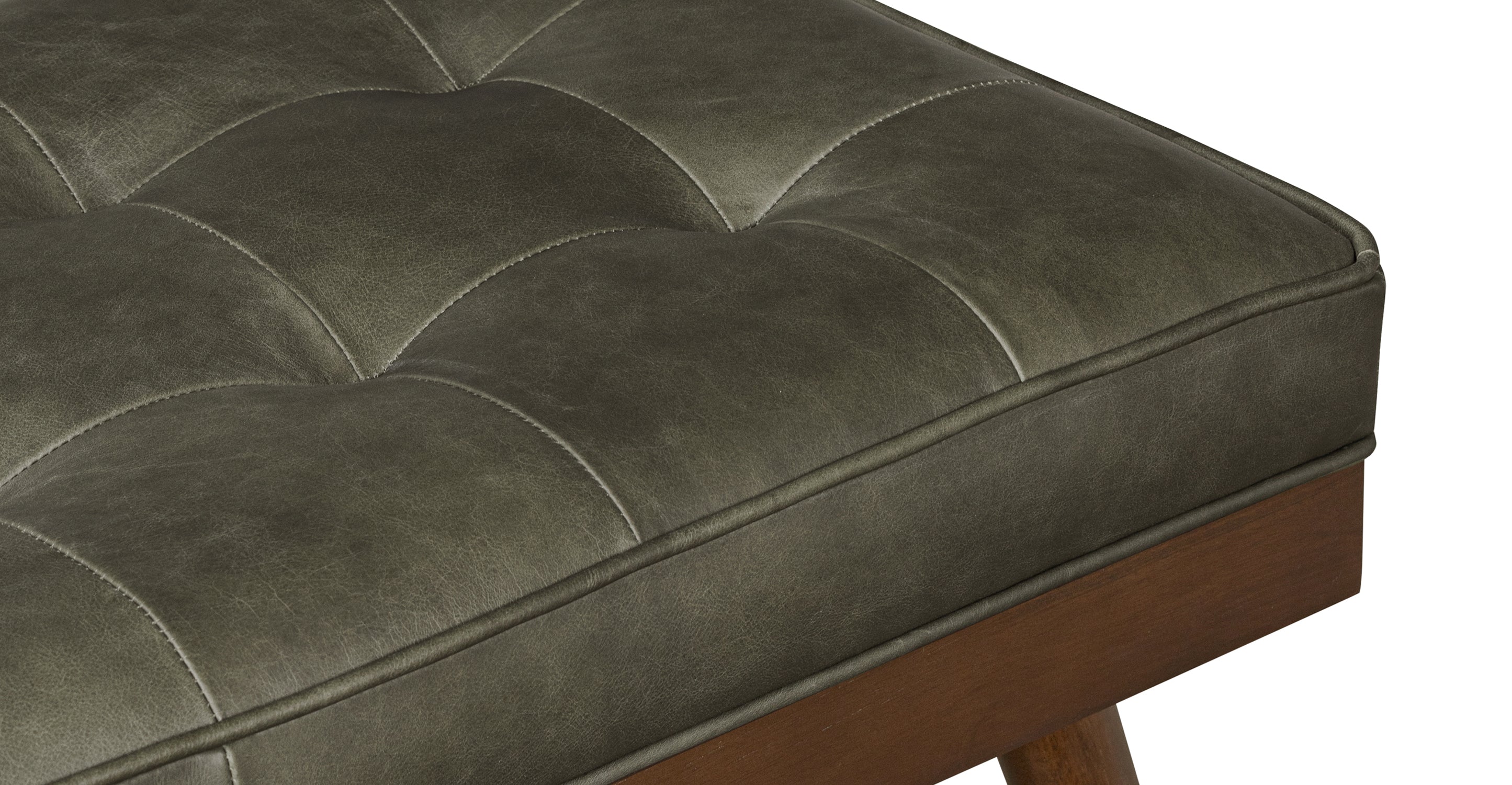 Luca Leather Bench - Modern Upholstered Storage Ottoman with Tufted Design for Living Room, Bedroom, or Entryway - Durable Faux Leather Seat with Sturdy Wooden Legs - Perfect for Extra Seating, Footrest, or Stylish Home Decor