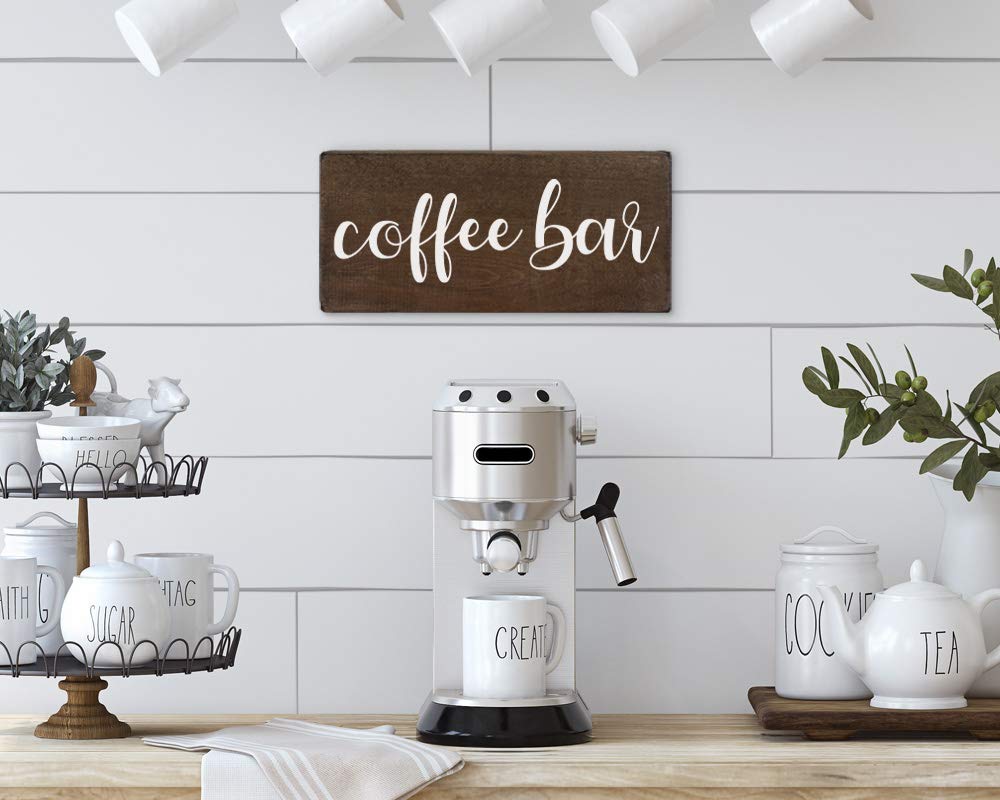 Farmhouse Coffee Bar Sign - Rustic Wood Plaque for Kitchen Decor