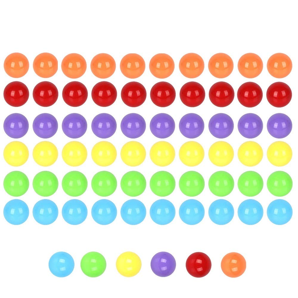 60pcs Chinese Checker Game Replacement Balls - 6 Solid Color 14mm Acrylic Game Marbles for Marble Run, Board Games & Traditional Marble Games - Perfect for Family Game Night, Kids Playtime & Educational Activities