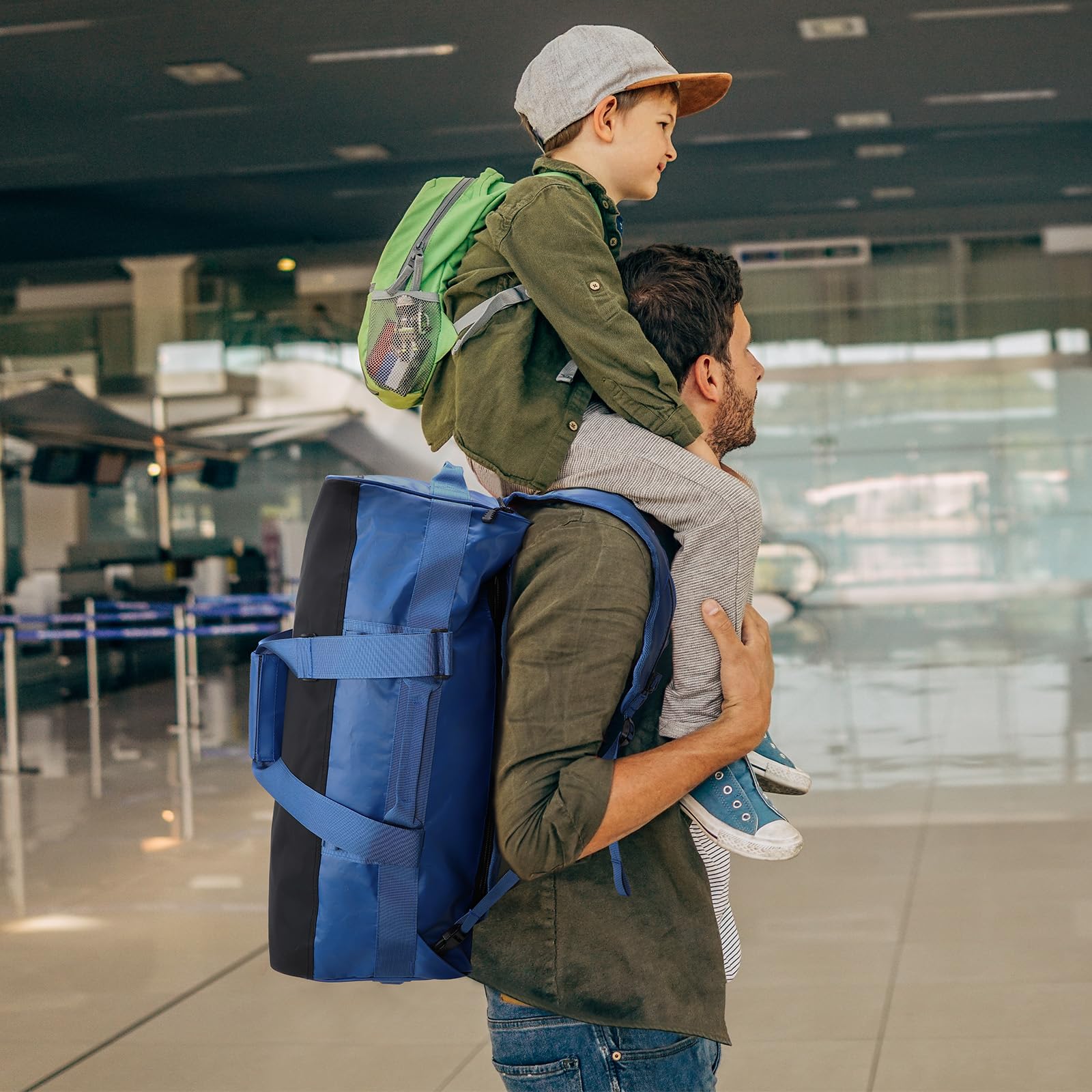 Haimont 60L Large Convertible Duffle Backpack - Water Resistant Sports & Travel Bag for Gym, Weekender, Hiking - Blue | Perfect for Outdoor Adventures & Business Trips