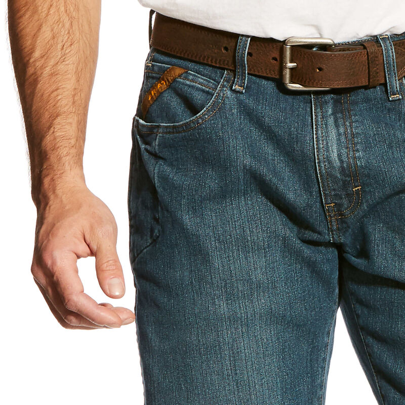 Ariat Men's Rebar M4 Relaxed Fit DuraStretch Boot Cut Jeans - Carbine Wash | Comfortable Work & Casual Denim Pants for Ranch, Riding & Everyday Wear