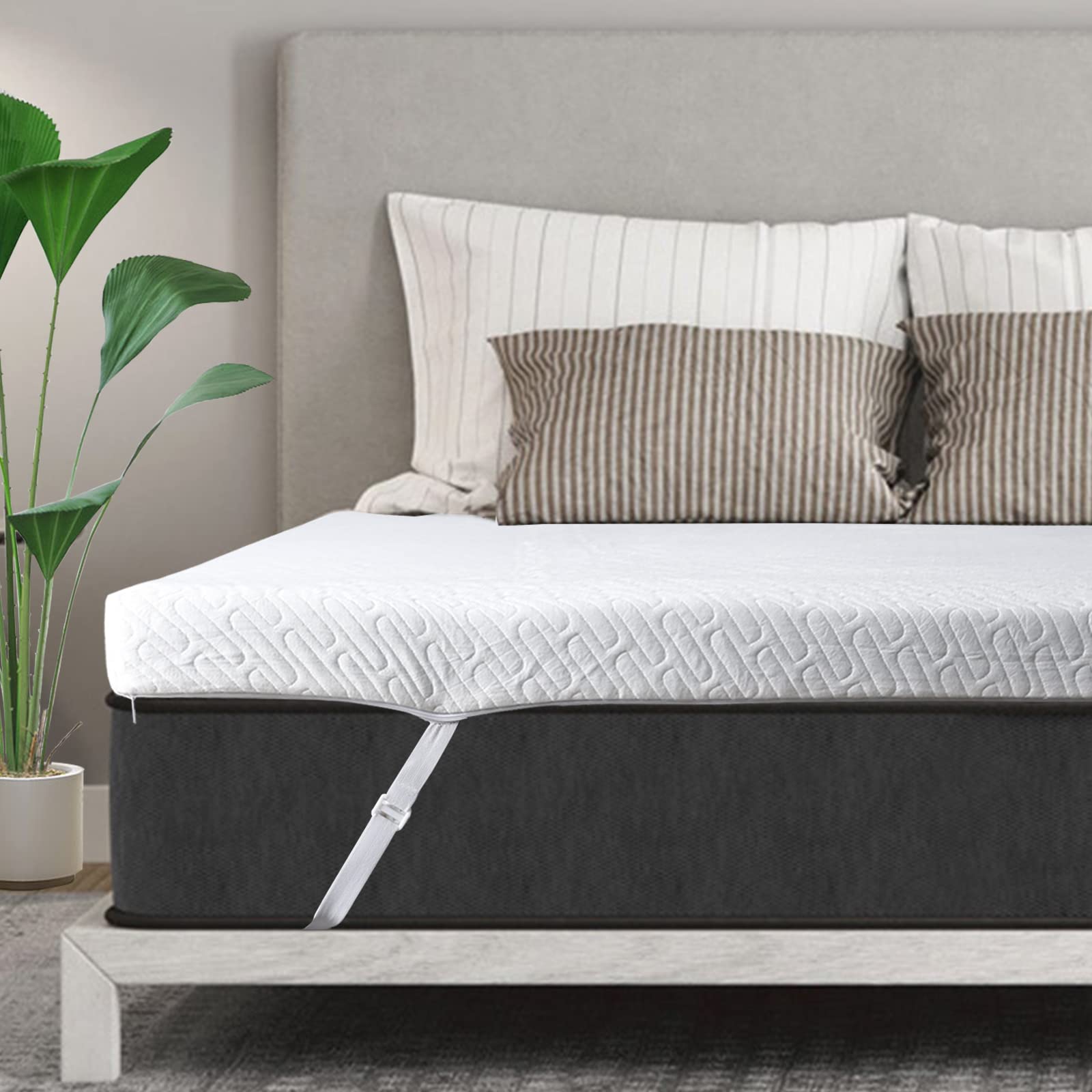 3 Inch Gel Memory Foam Mattress Topper Queen Size - High Density Cooling Pad for Pressure Relief & Pain Relief - Breathable Bamboo Cover (Removable & Washable) - Perfect for Hot Sleepers, Back Pain Sufferers & Side Sleepers