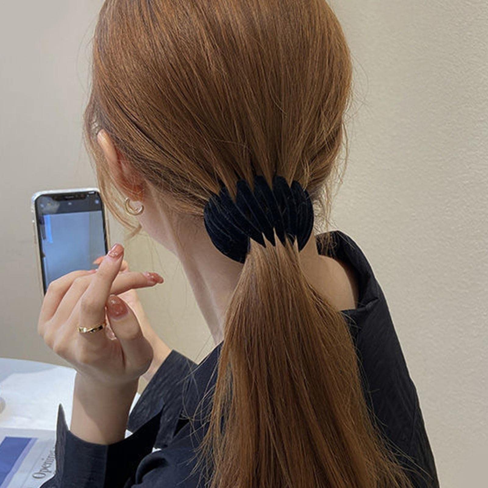 LINGJIONG Birds Nest Hair Clip - 3 Rows Teeth Velvet Magic Hair Clip for Ponytail, Bun & Updo Hairstyles | Perfect for Long, Short, Curly & Straight Hair | Great for Daily Use, Parties & Weddings