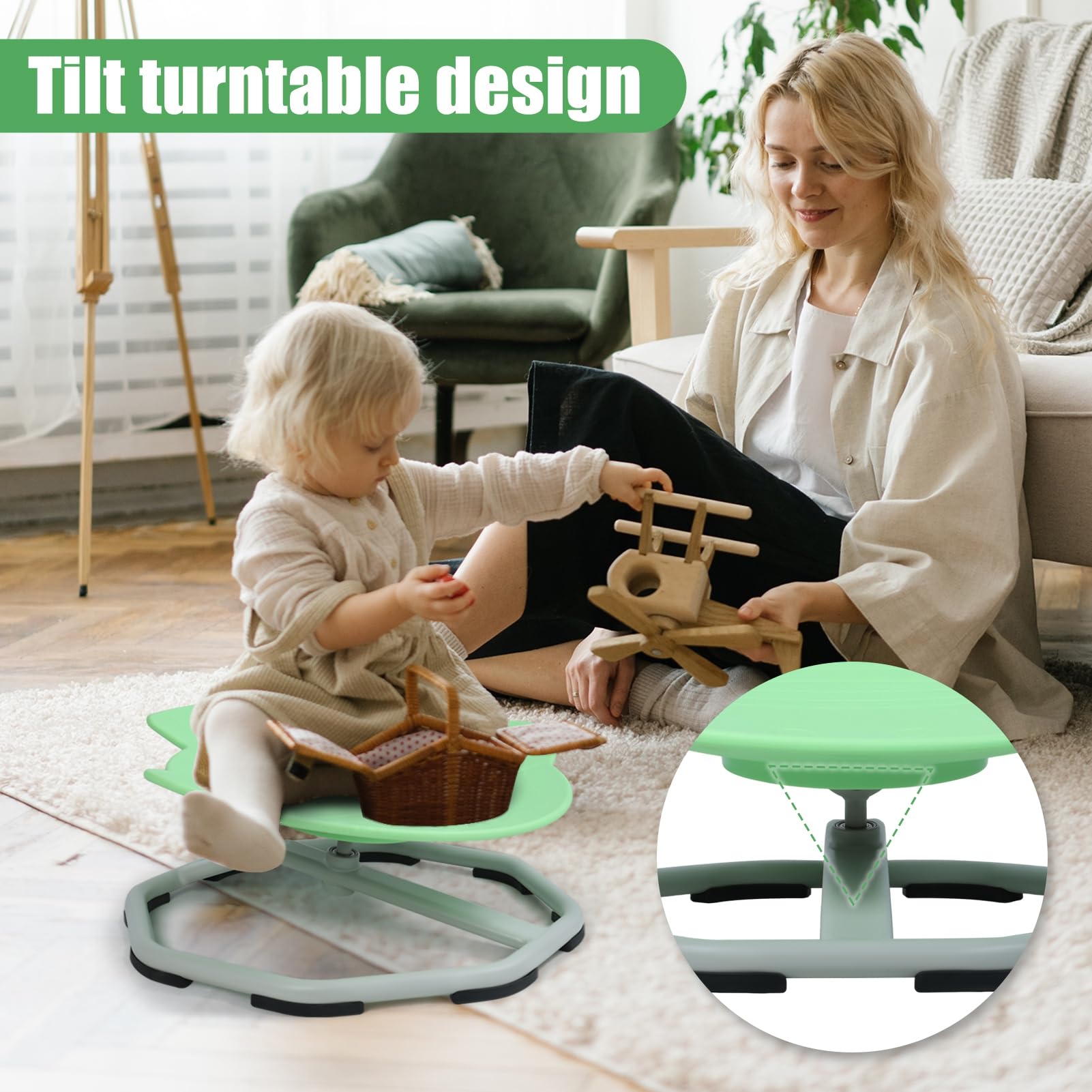 YOXIER Sensory Spinning Chair for Kids - Blue Sit and Spin Chair, Carousel Spin Sensory Toy Chair to Improve Body Coordination & Reduce Motion Sickness - Perfect for Autism Therapy, ADHD, Classroom & Playroom Activities